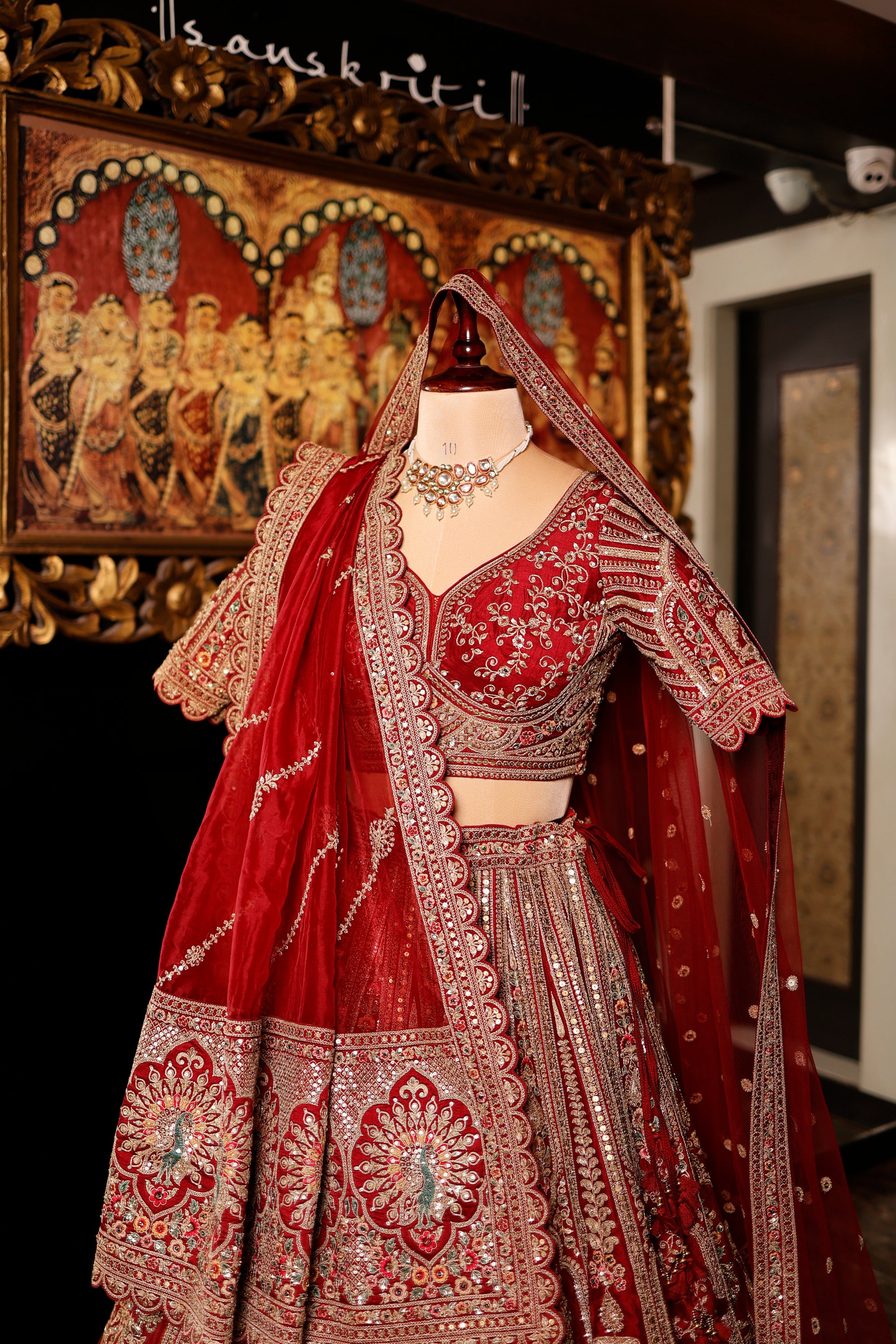 Designer Reddish Maroon Raw Silk Bridal Lehenga