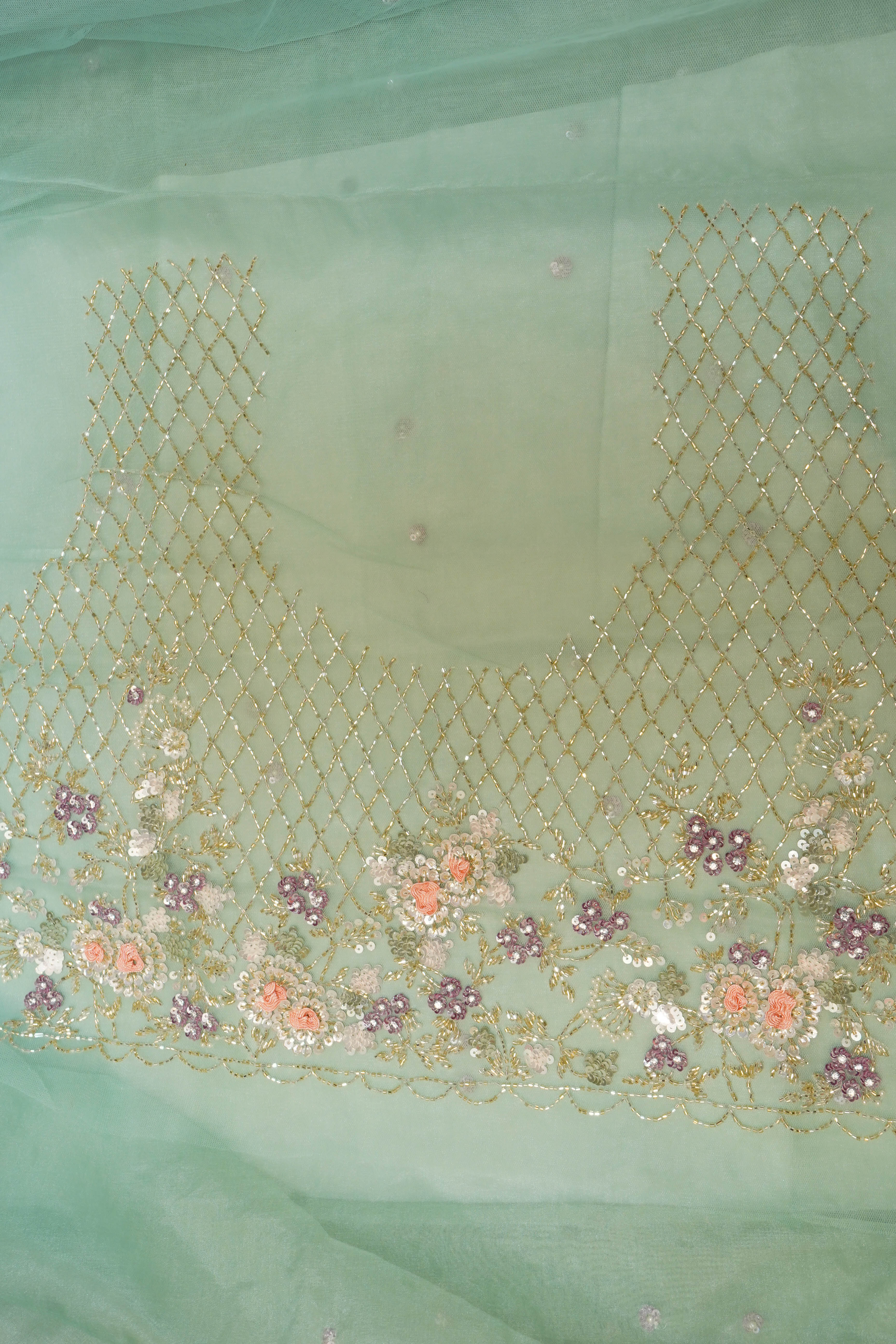 Designer Pista Green Organza Saree