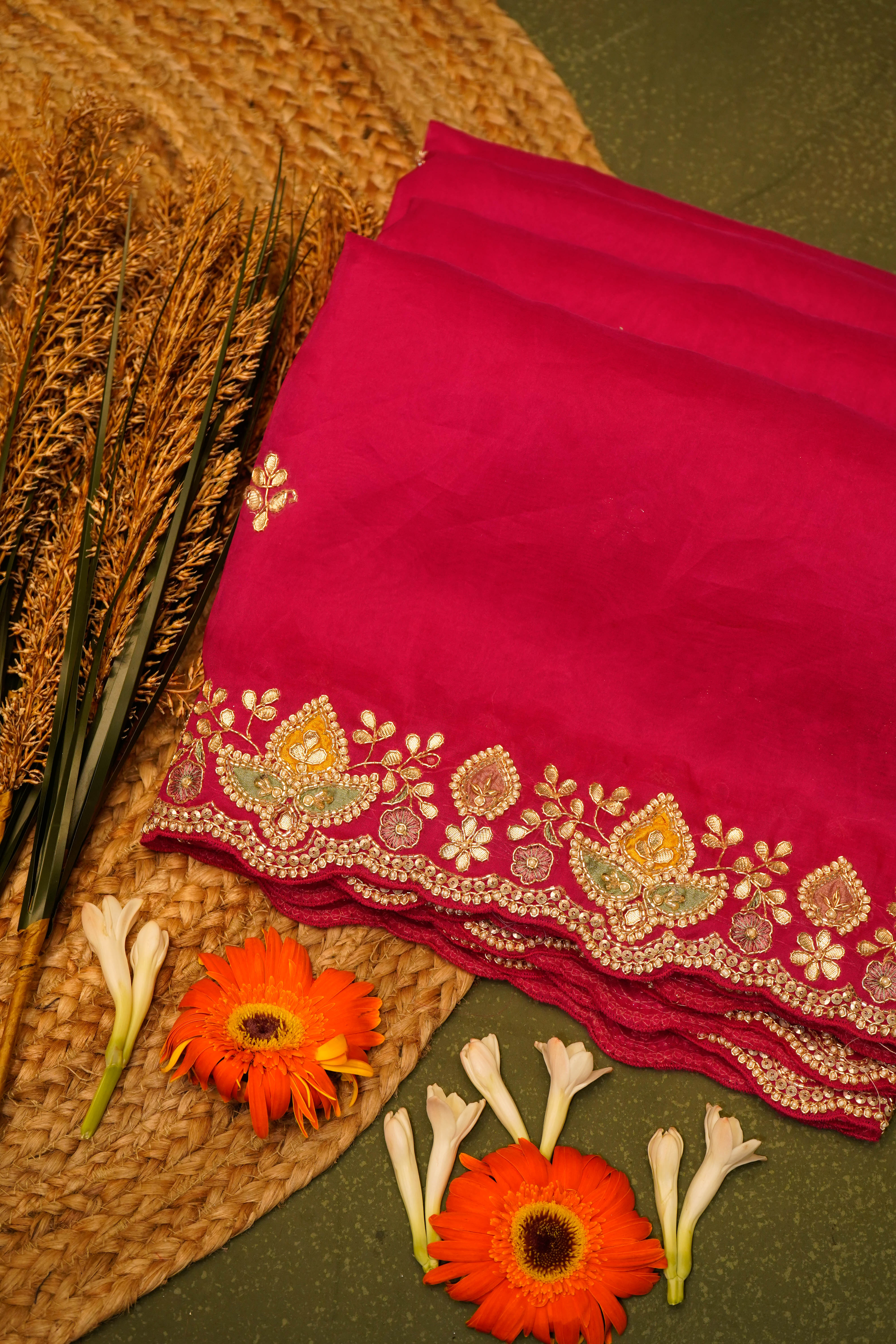 Designer Pink Organza Saree