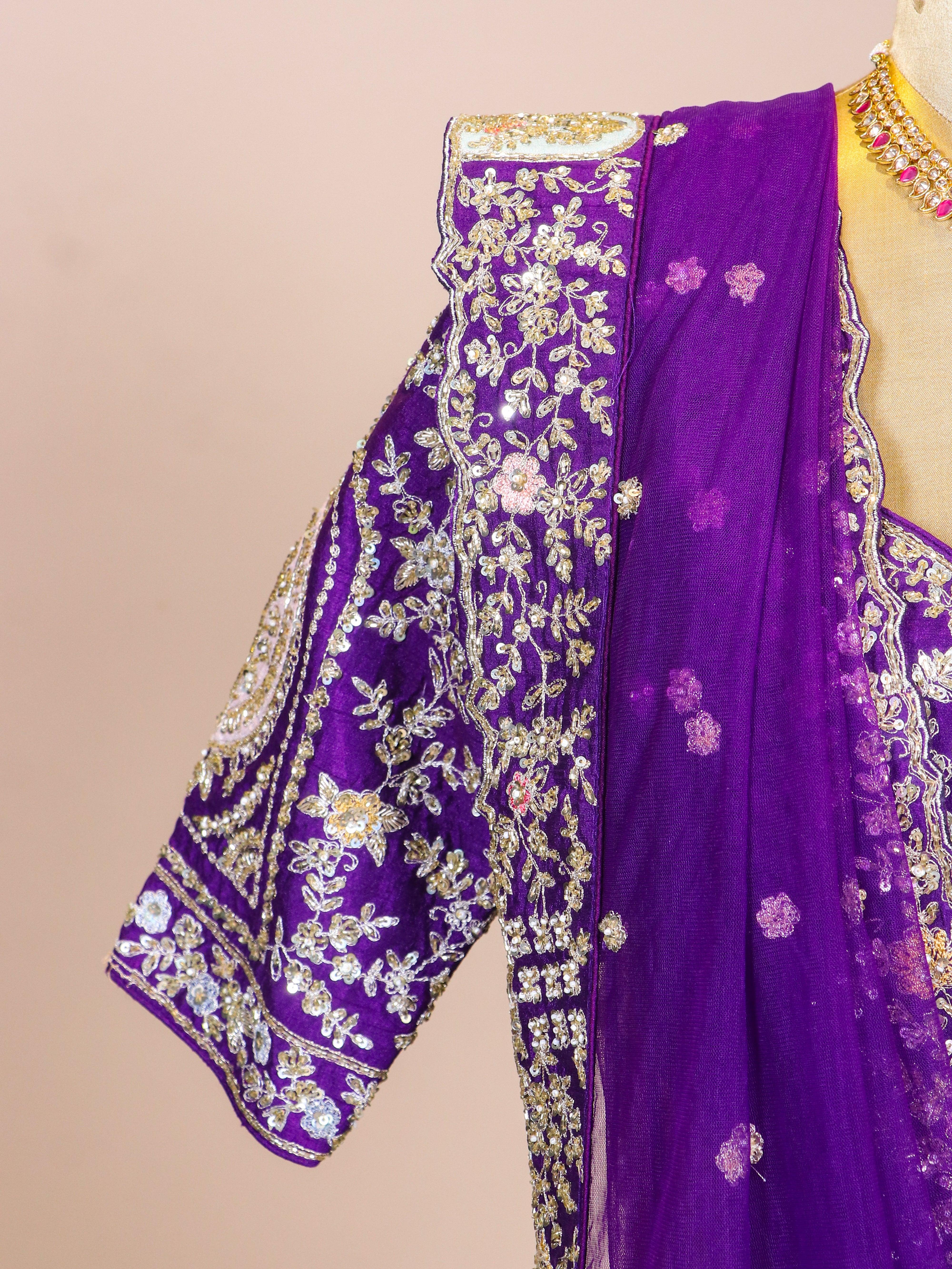 Designer Purple Raw Silk Party Wear Lehenga - Sumangal Ekam