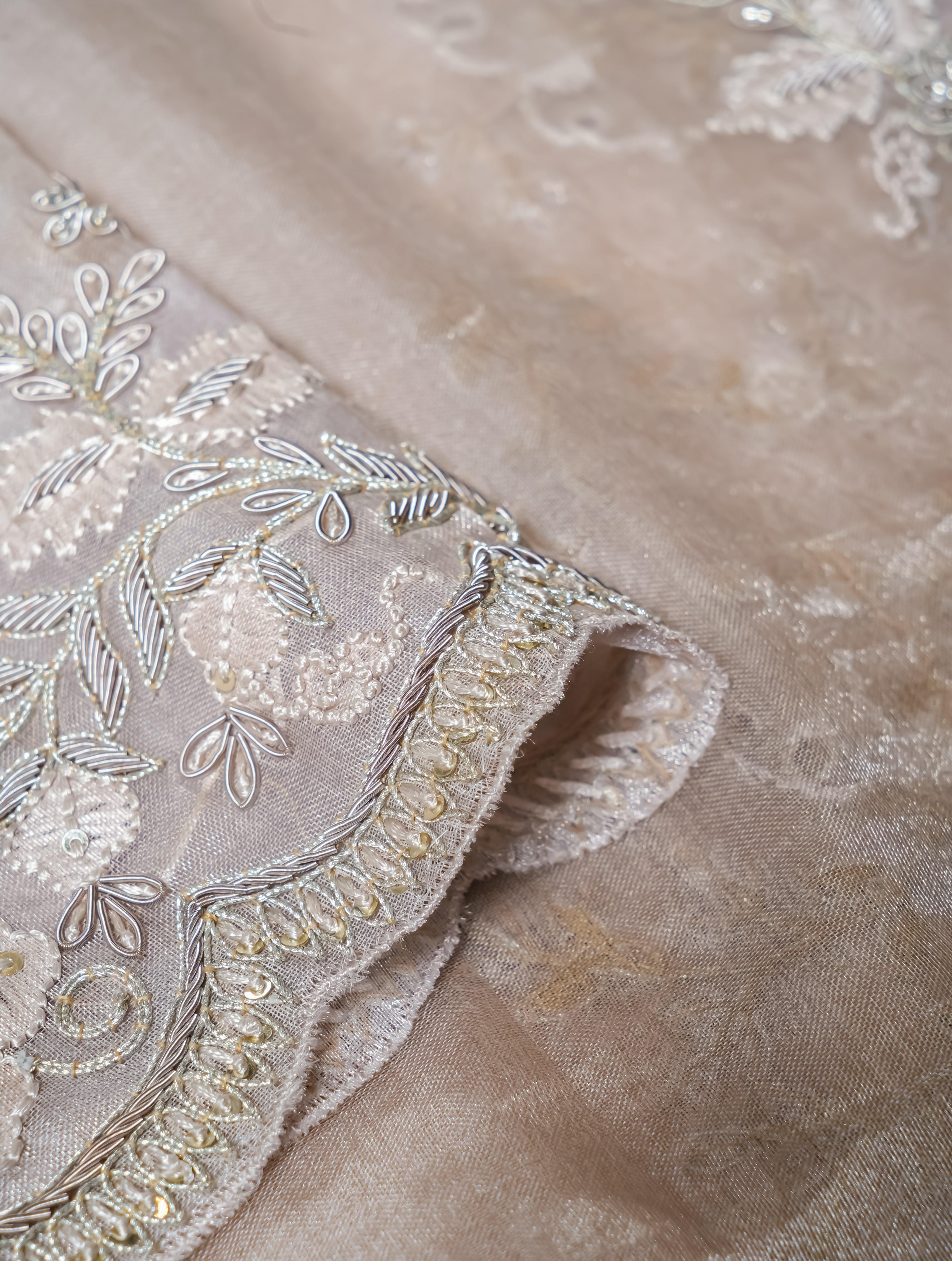 Designer Silver Organza Tissue Silk Saree - Sumangal Ekam