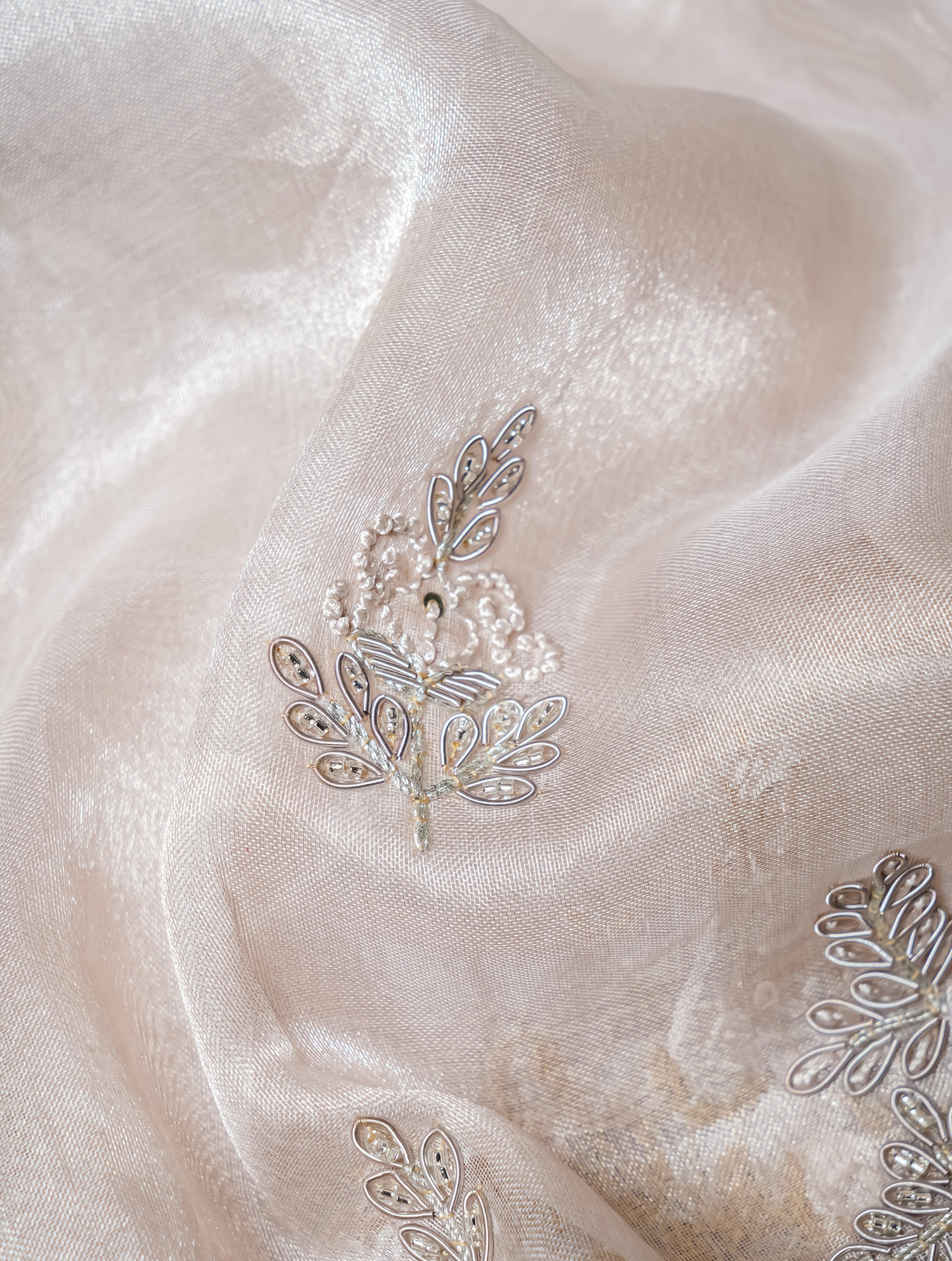 Designer Silver Organza Tissue Silk Saree - Sumangal Ekam
