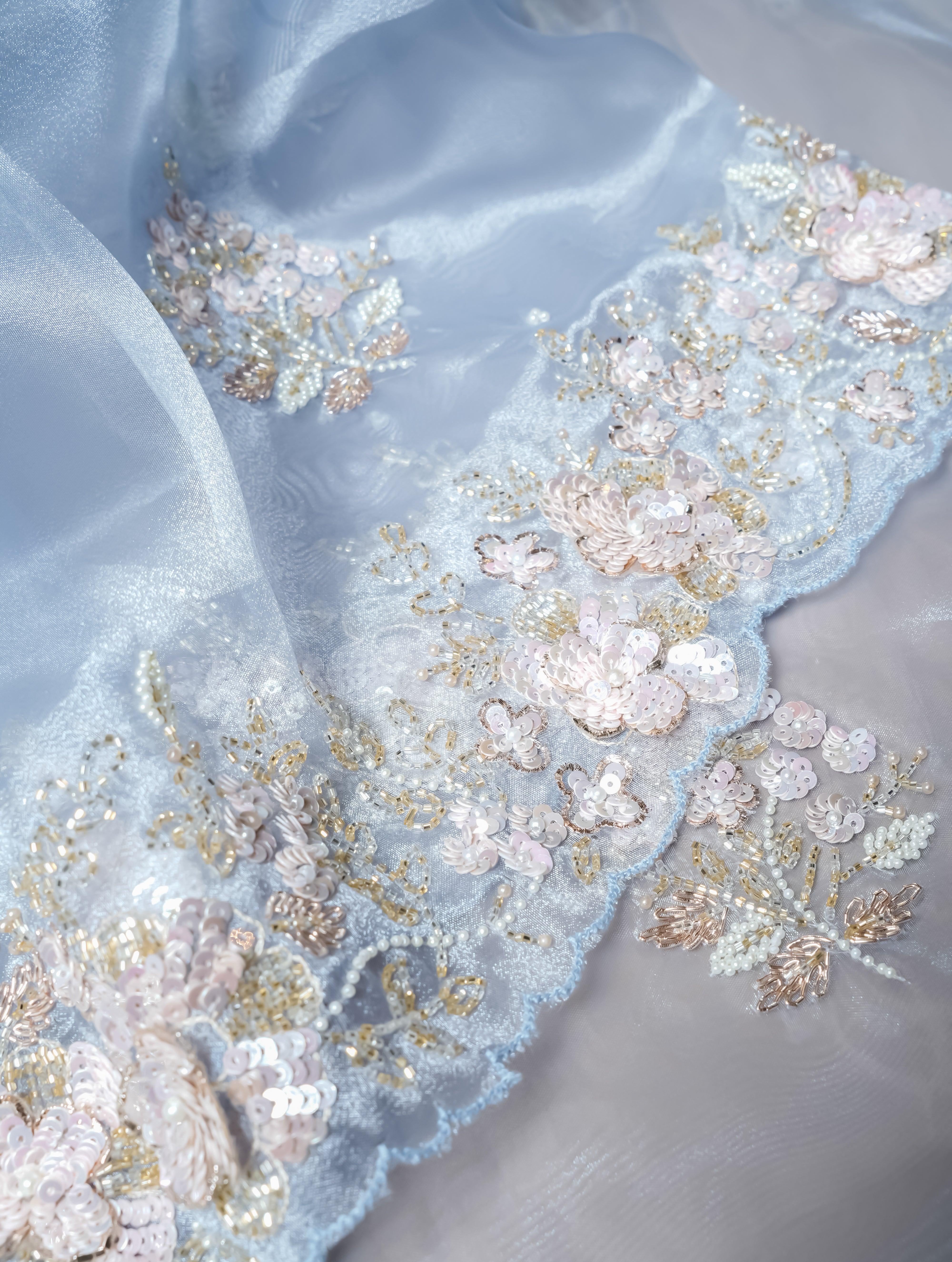 Designer Pastel Blue Organza Tissue Silk Saree - Sumangal Ekam
