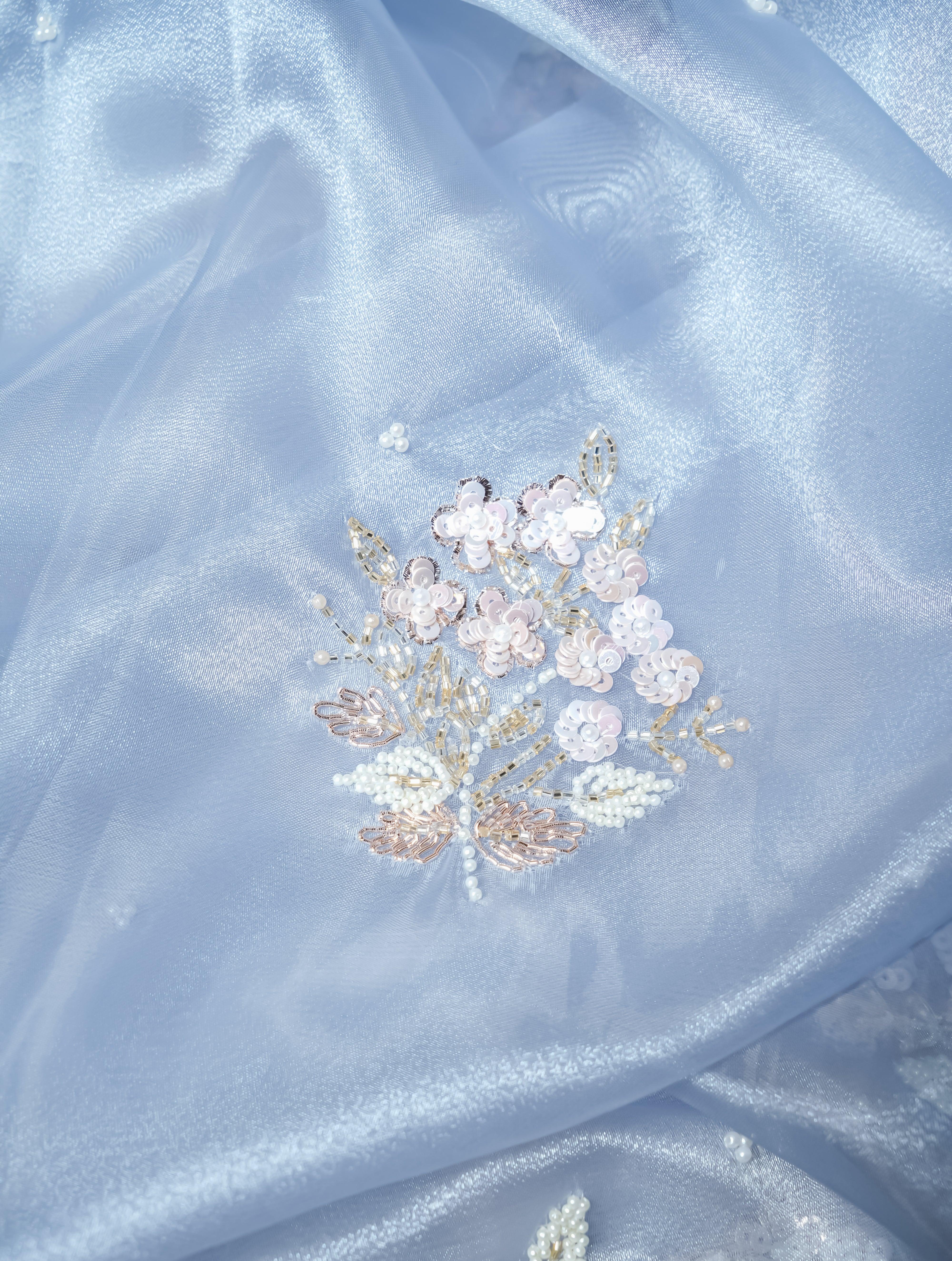 Designer Pastel Blue Organza Tissue Silk Saree - Sumangal Ekam