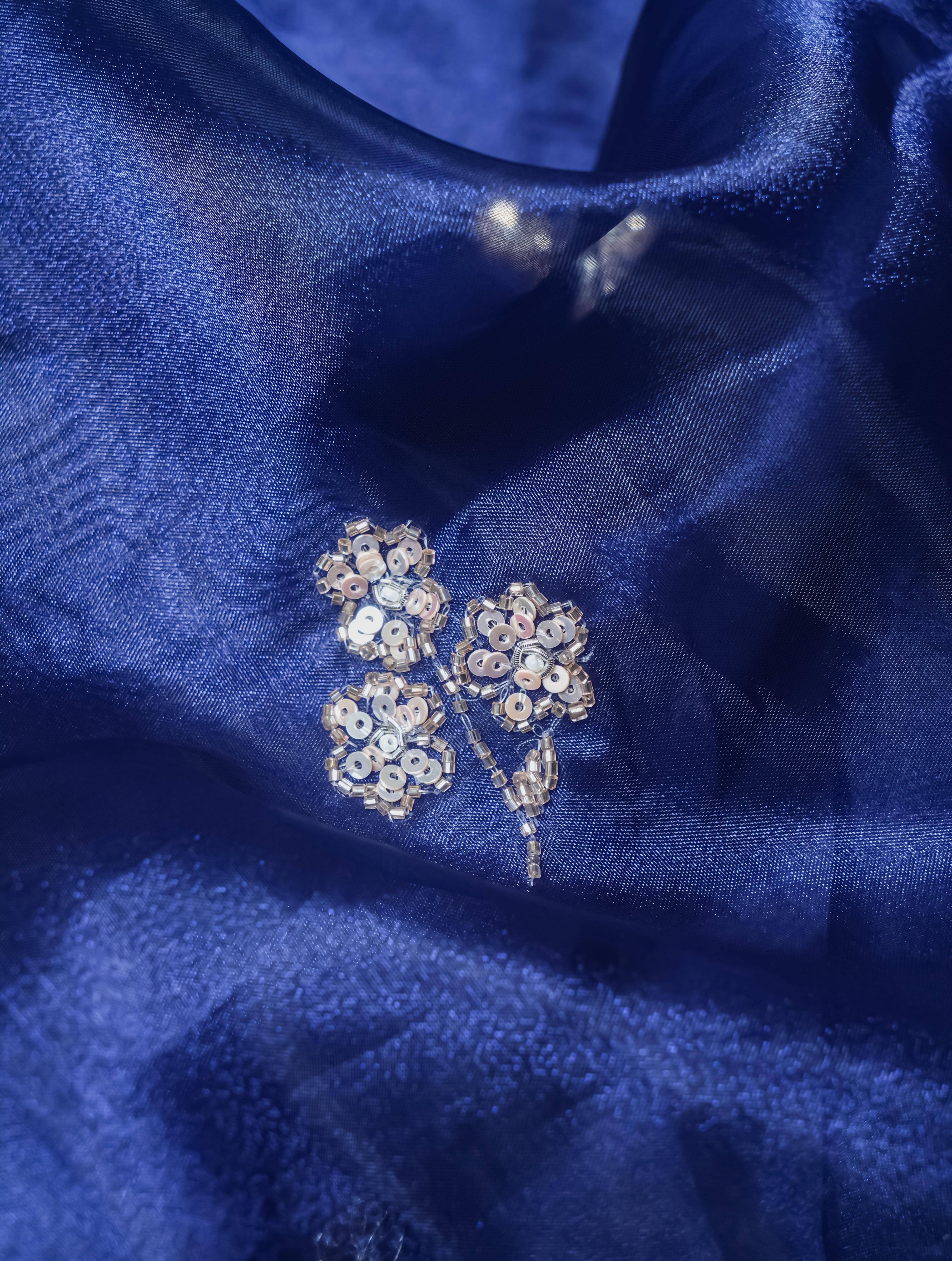 Designer Navy Blue Organza Tissue Silk Saree - Sumangal Ekam