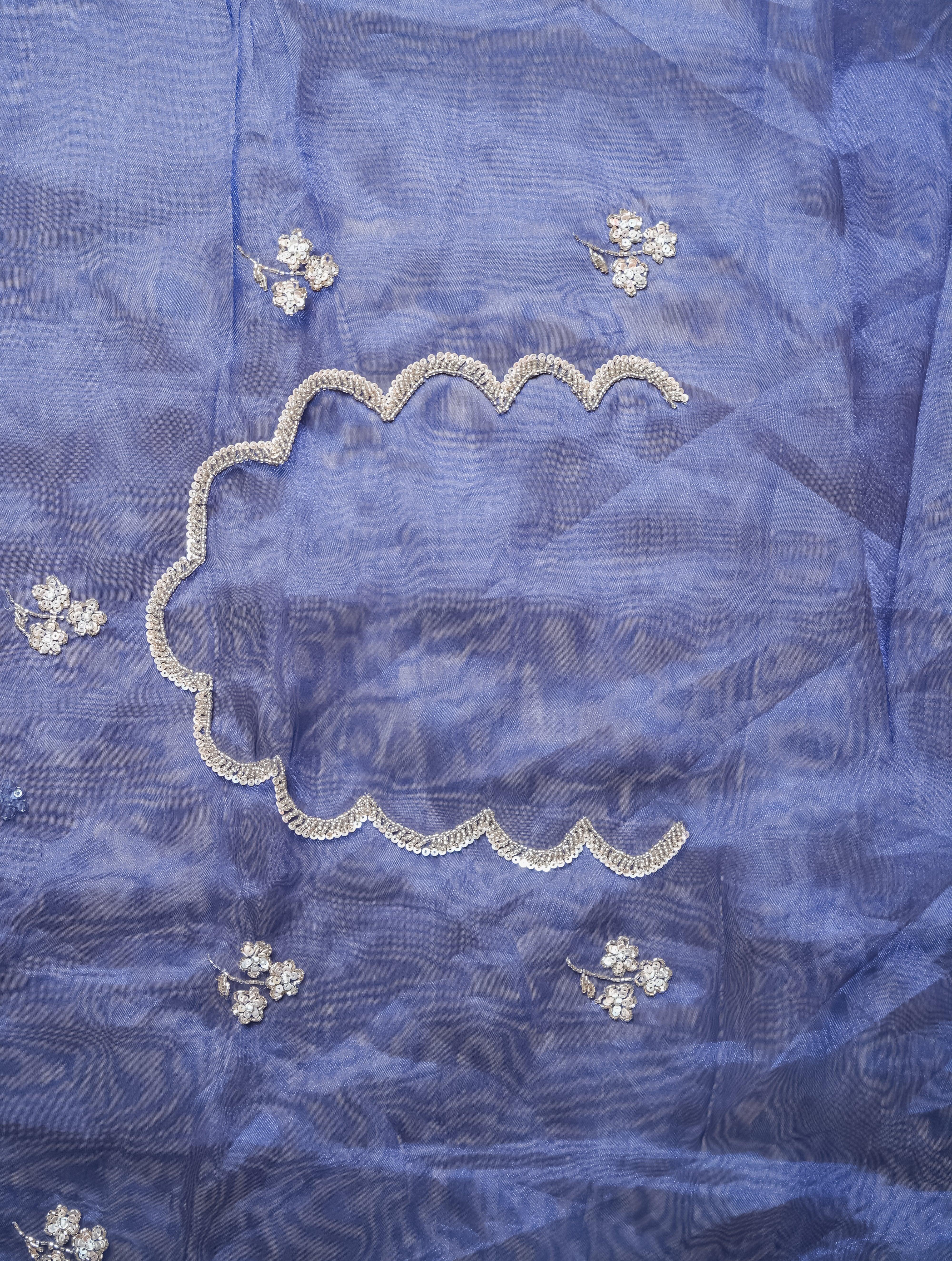 Designer Navy Blue Organza Tissue Silk Saree - Sumangal Ekam