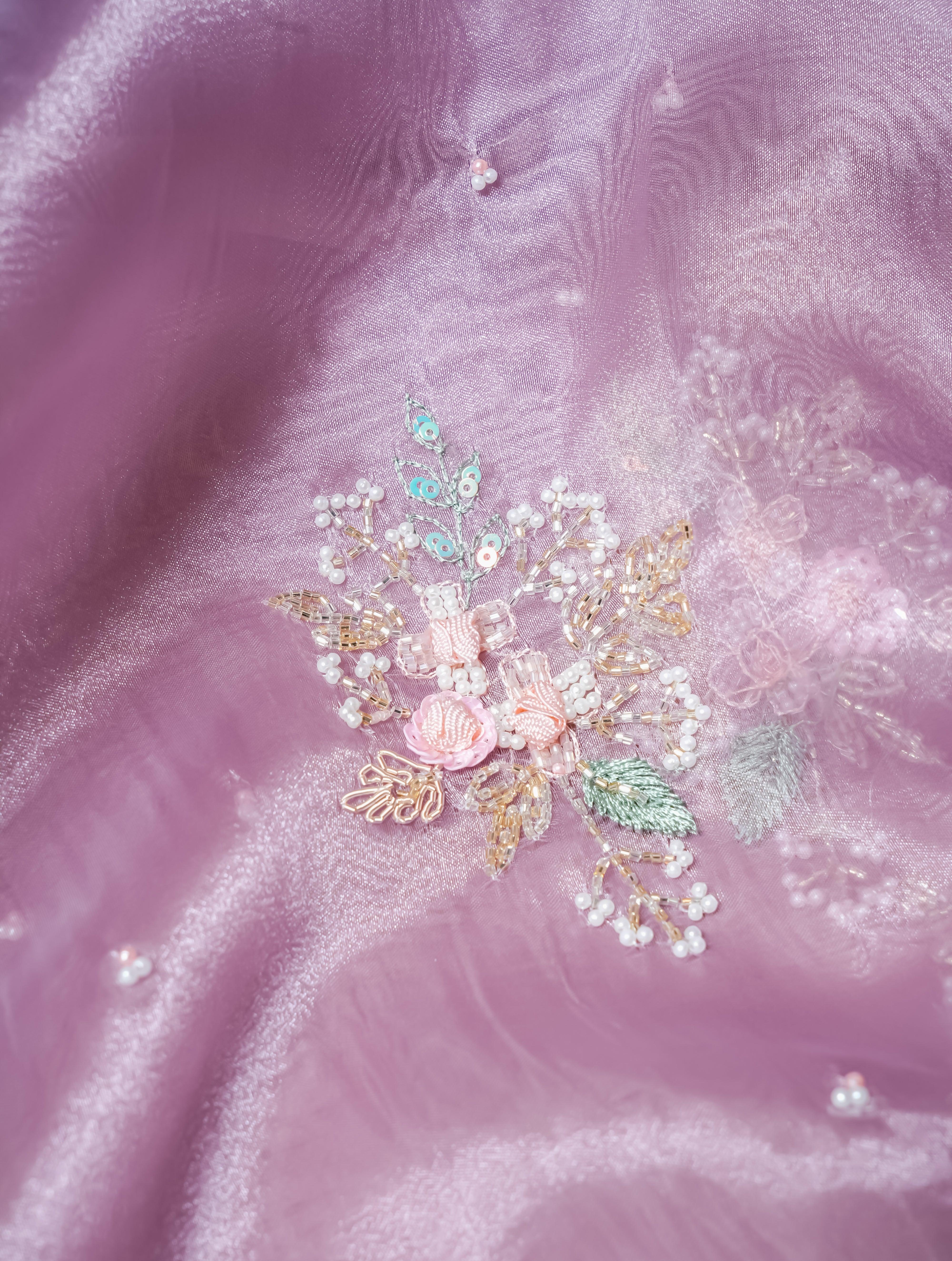 Designer Onion Pink Organza Tissue Silk Saree - Sumangal Ekam