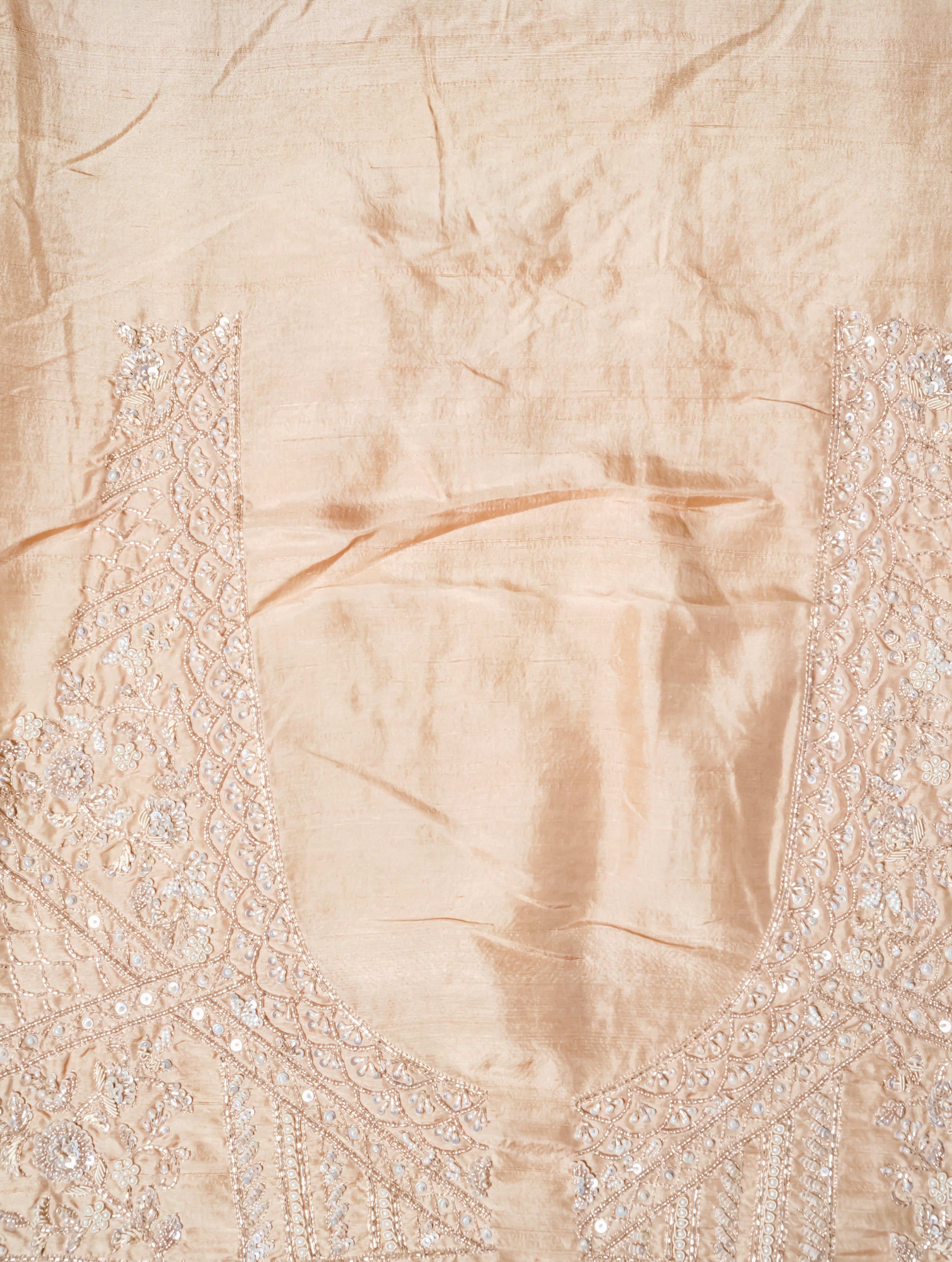 Designer Beige Organza Tissue Silk Saree - Sumangal Ekam