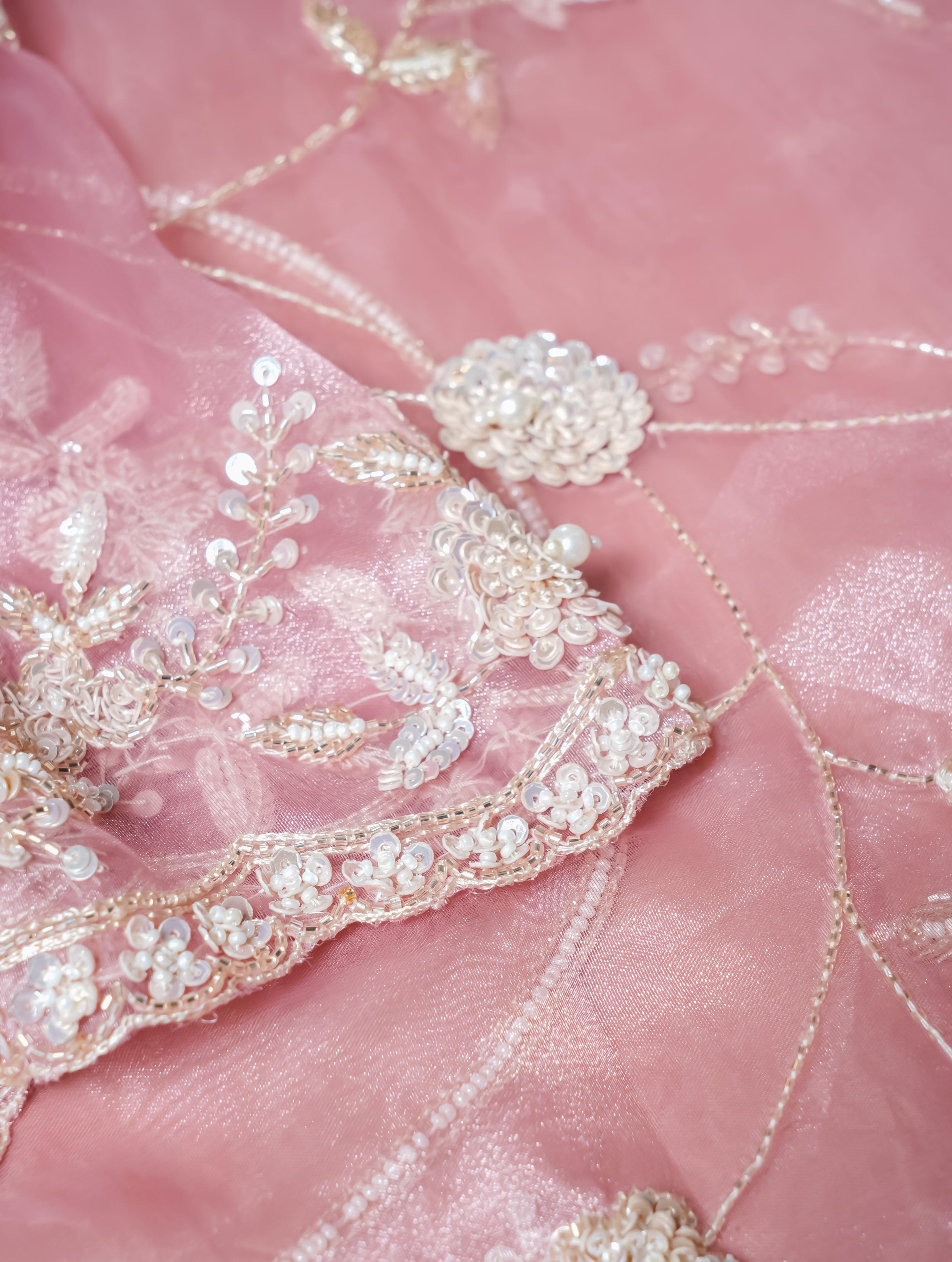 Designer Pink Organza Tissue Silk Saree - Sumangal Ekam