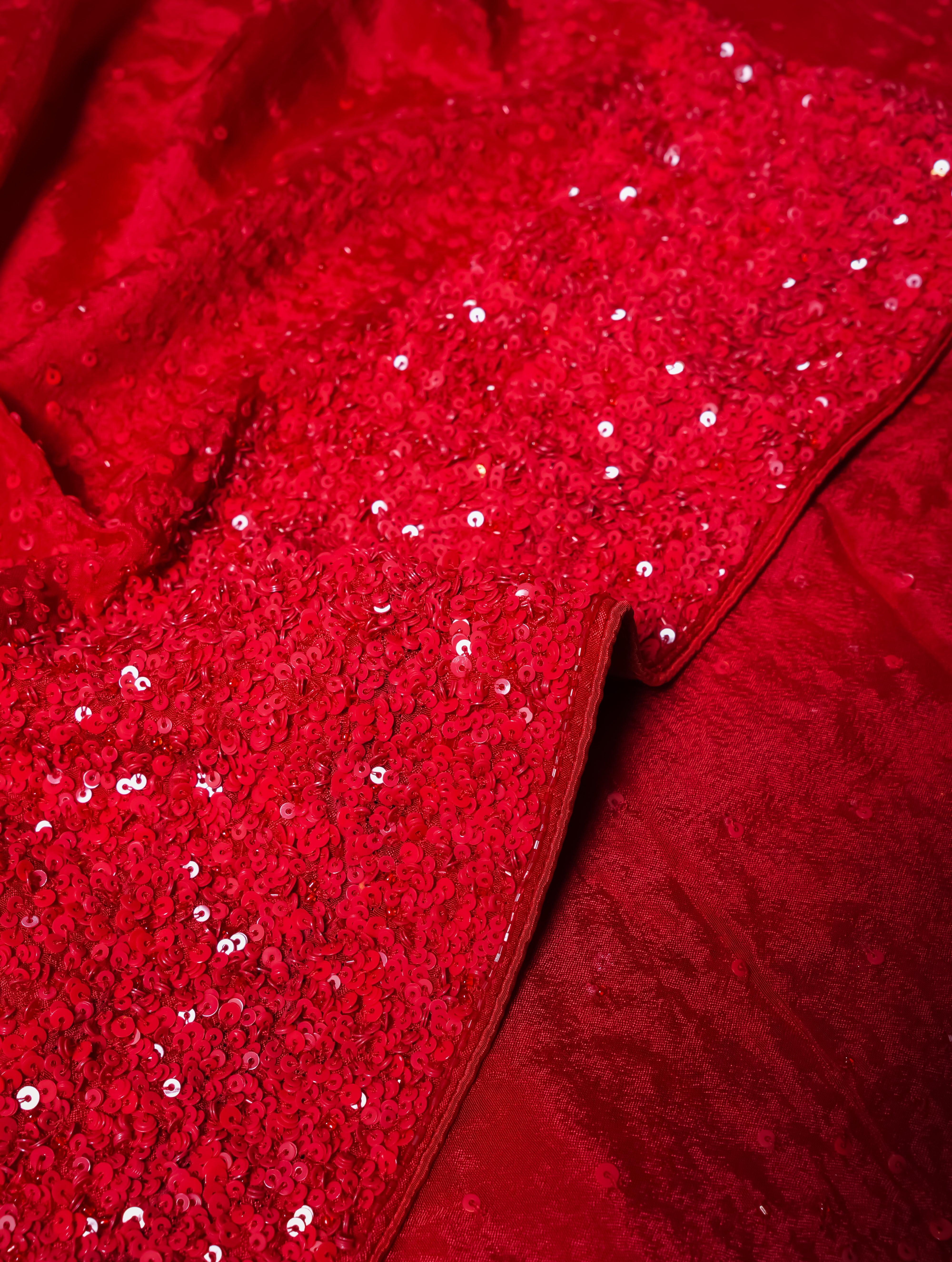 Designer Red Crepe Silk Saree - Sumangal Ekam