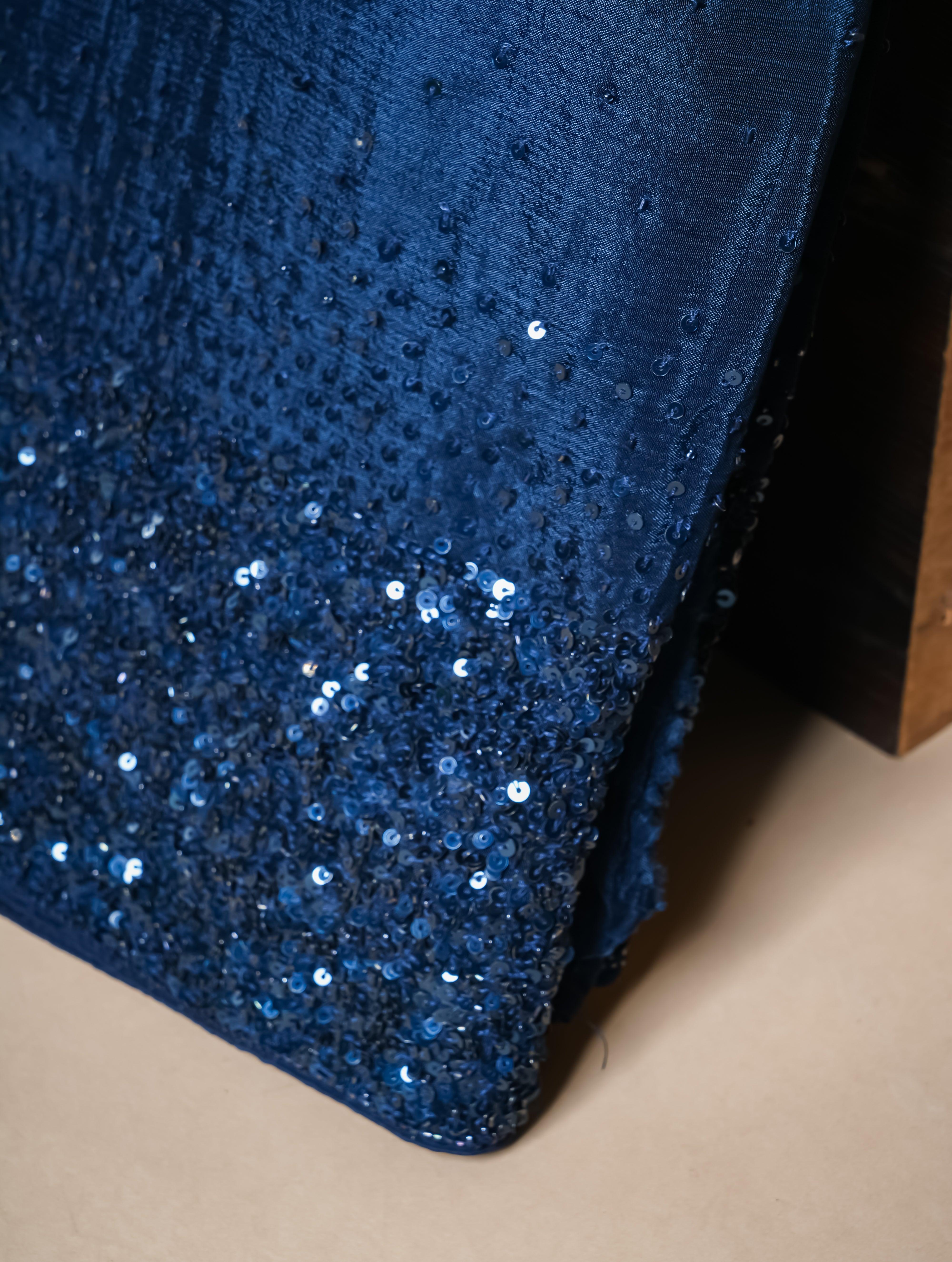 Designer Dark Blue Crepe Silk Saree - Sumangal Ekam