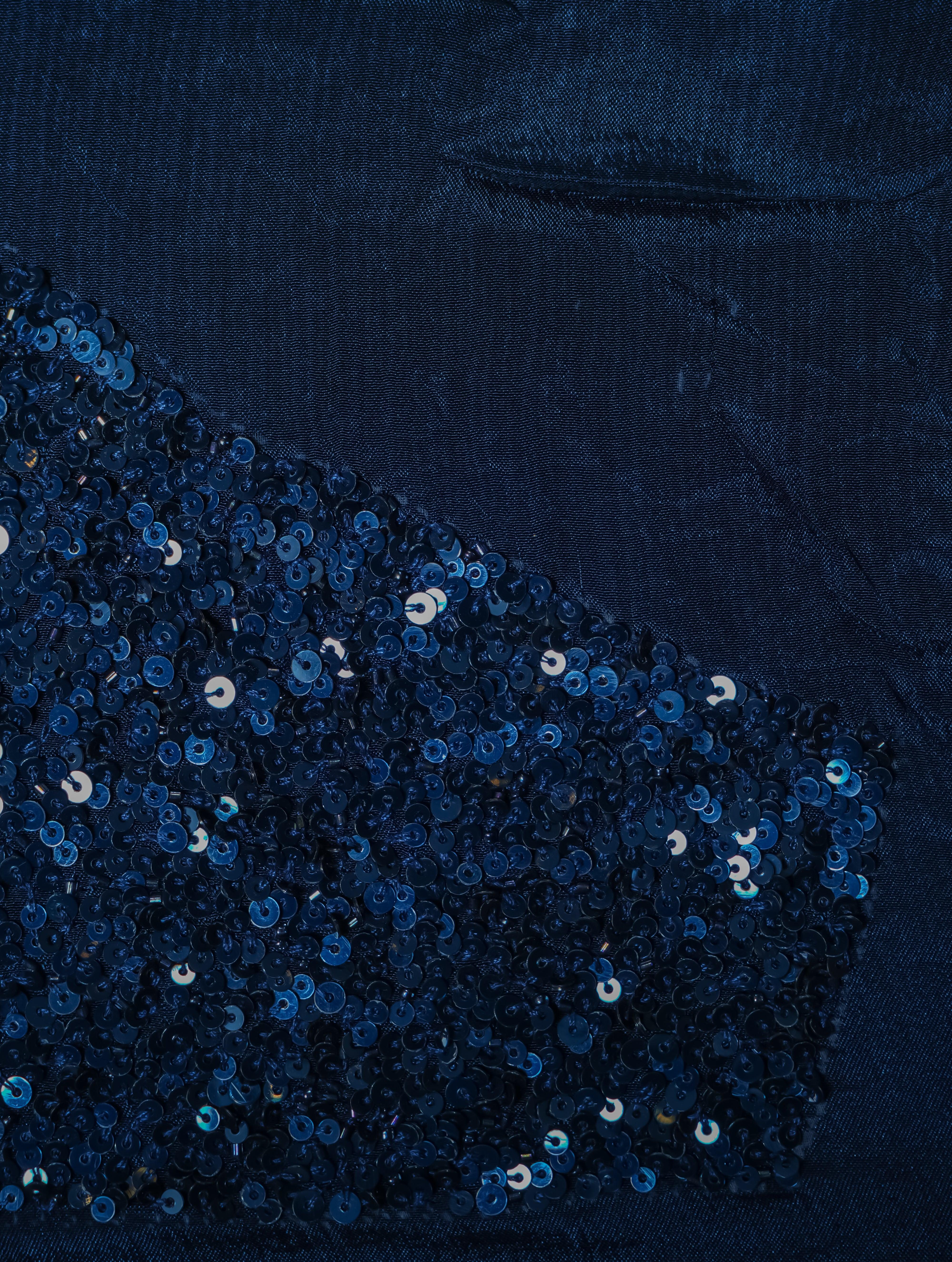 Designer Dark Blue Crepe Silk Saree - Sumangal Ekam