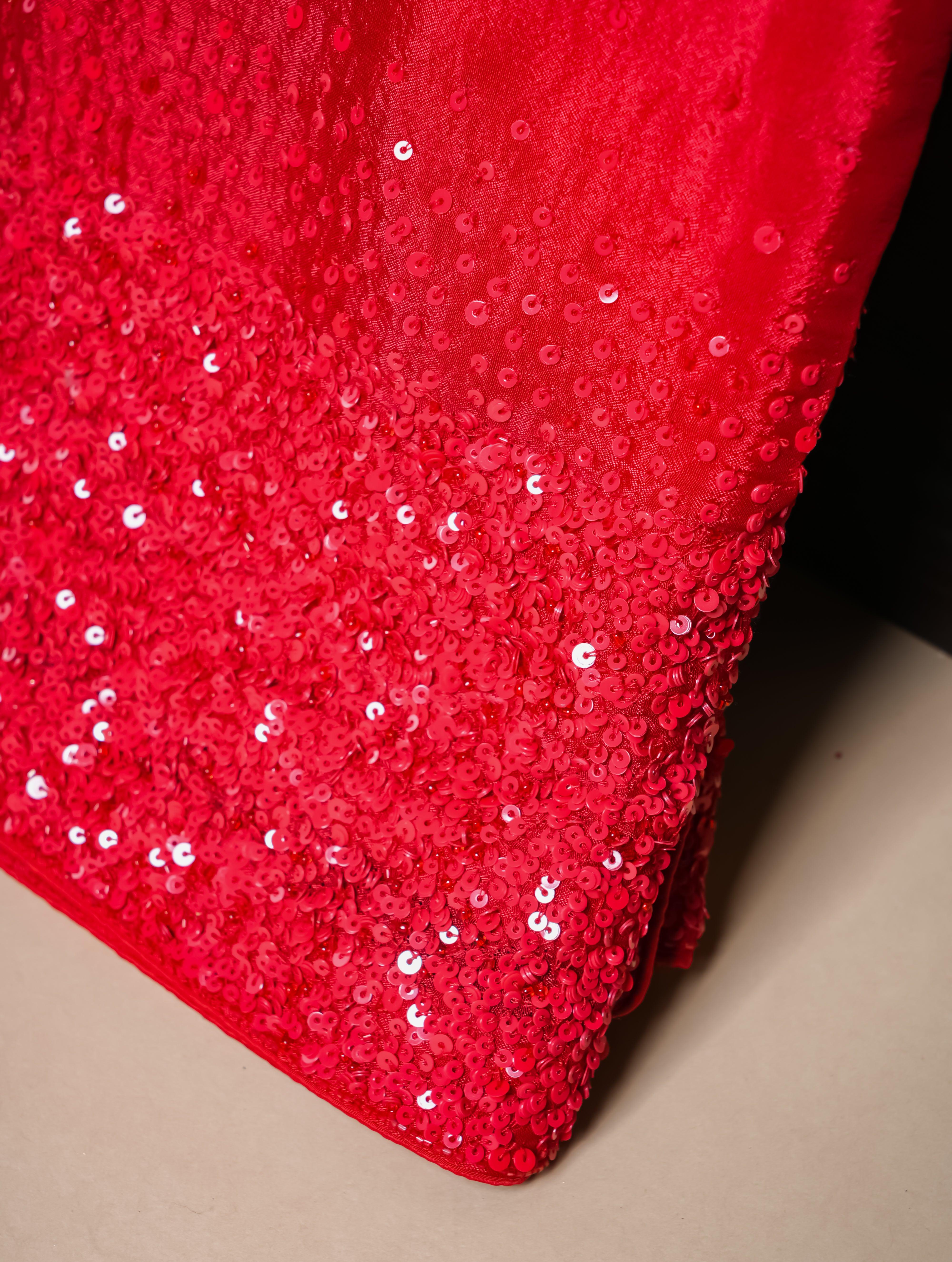 Designer Red Crepe Silk Saree - Sumangal Ekam