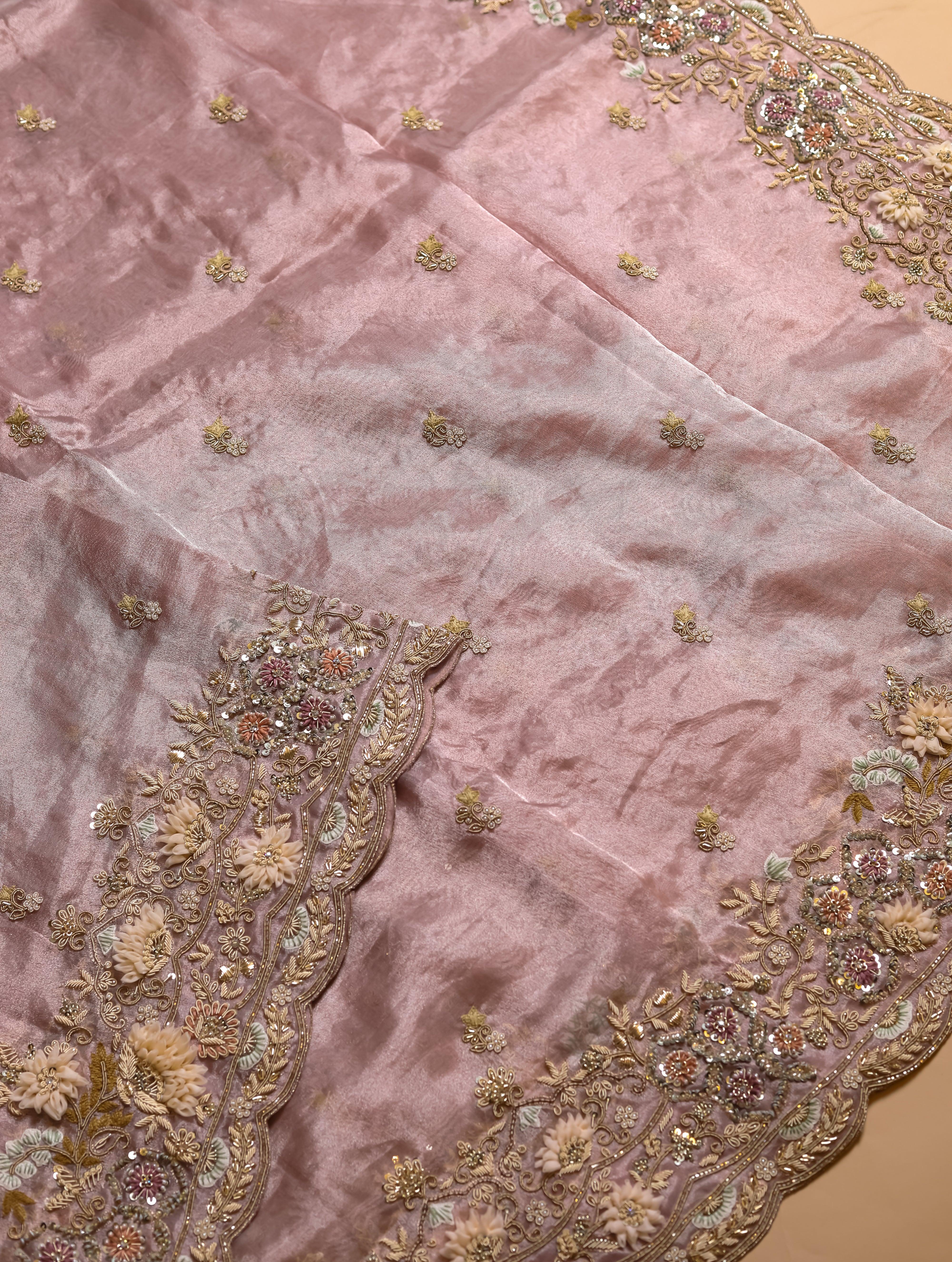 Designer Lavender Tissue Silk Saree - Sumangal Ekam