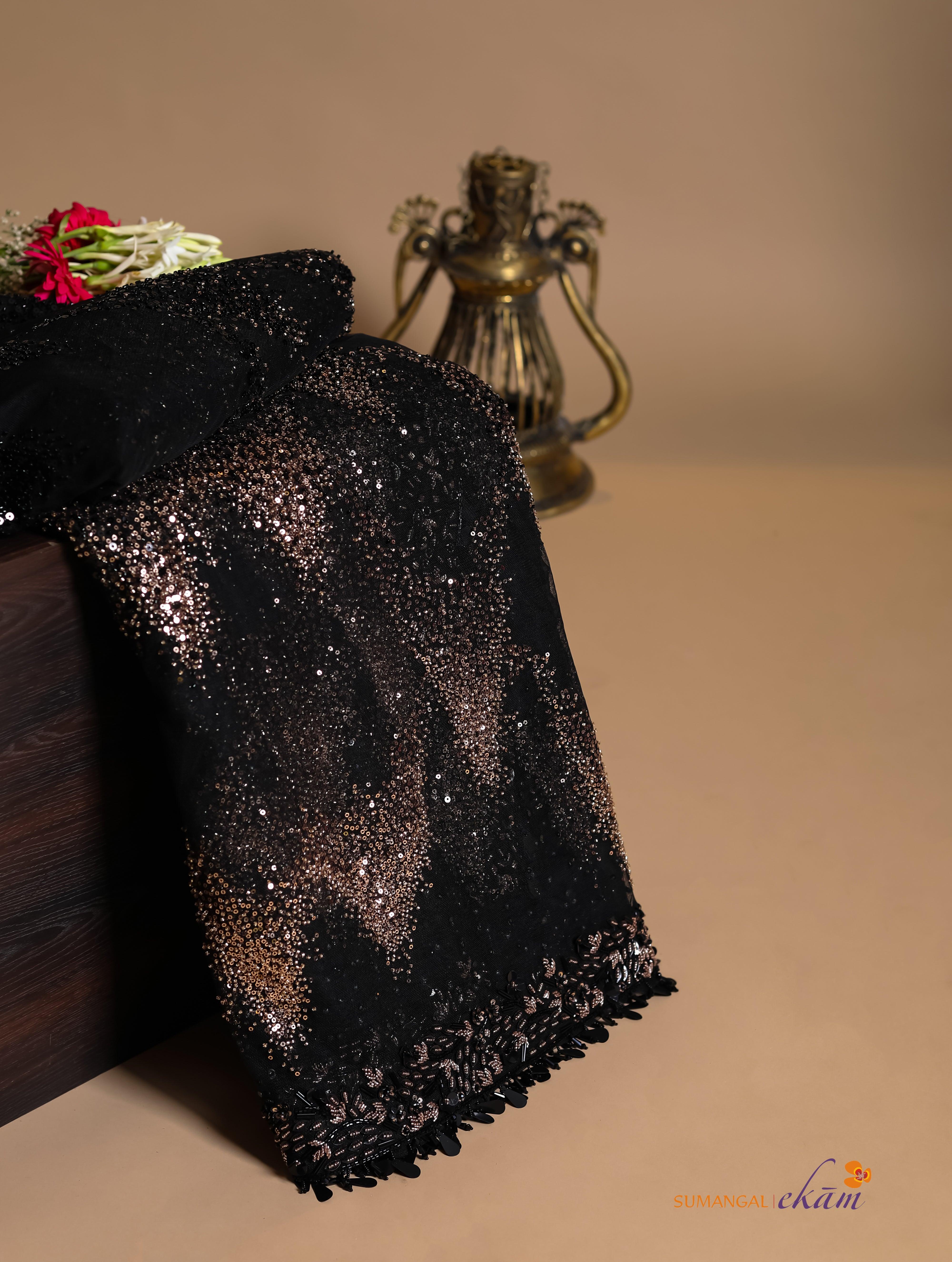 Designer Black Net Saree - Sumangal Ekam
