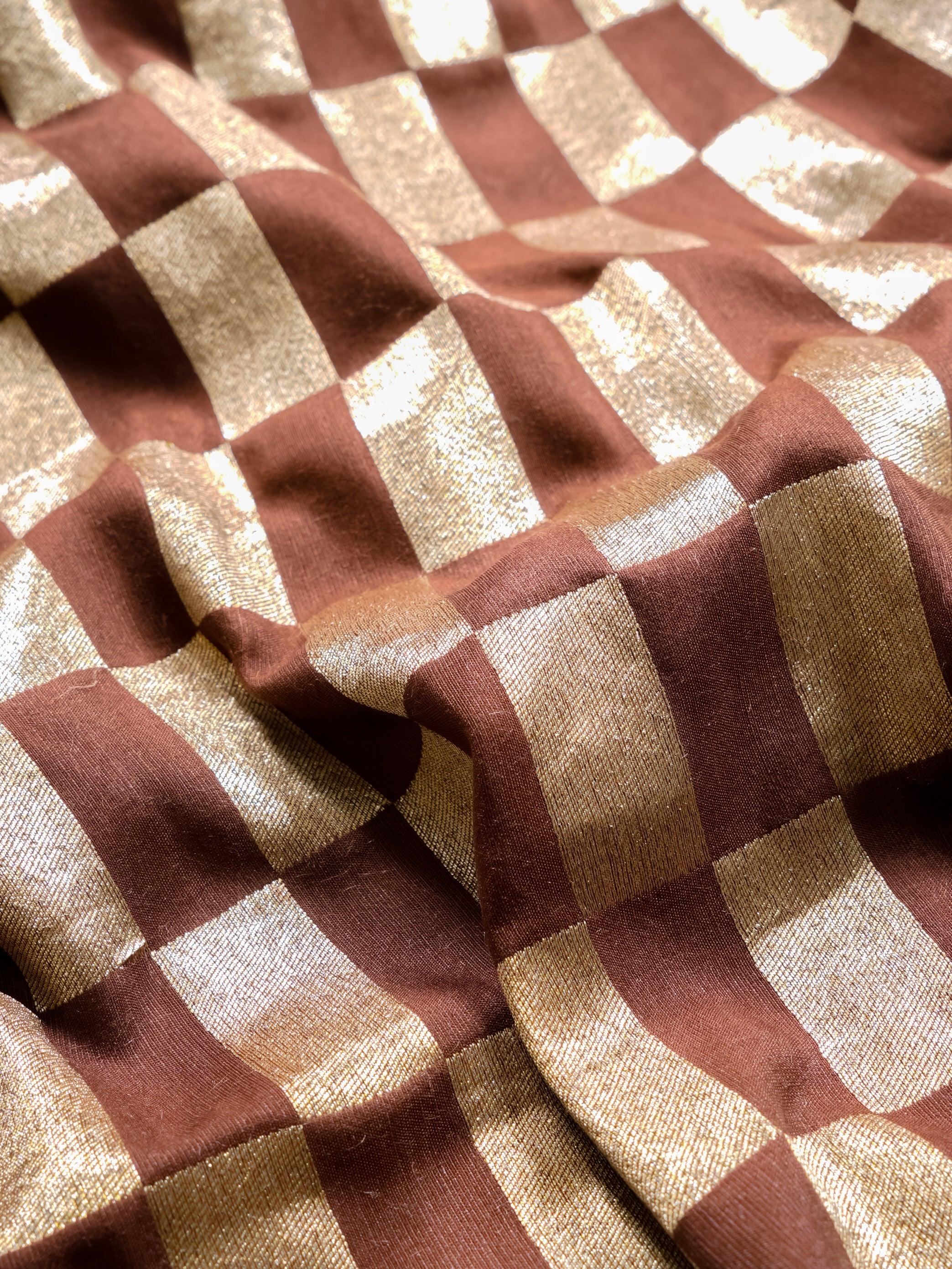 Handwoven Brown Banarasi Moonga Tissue Silk Saree - Sumangal Ekam