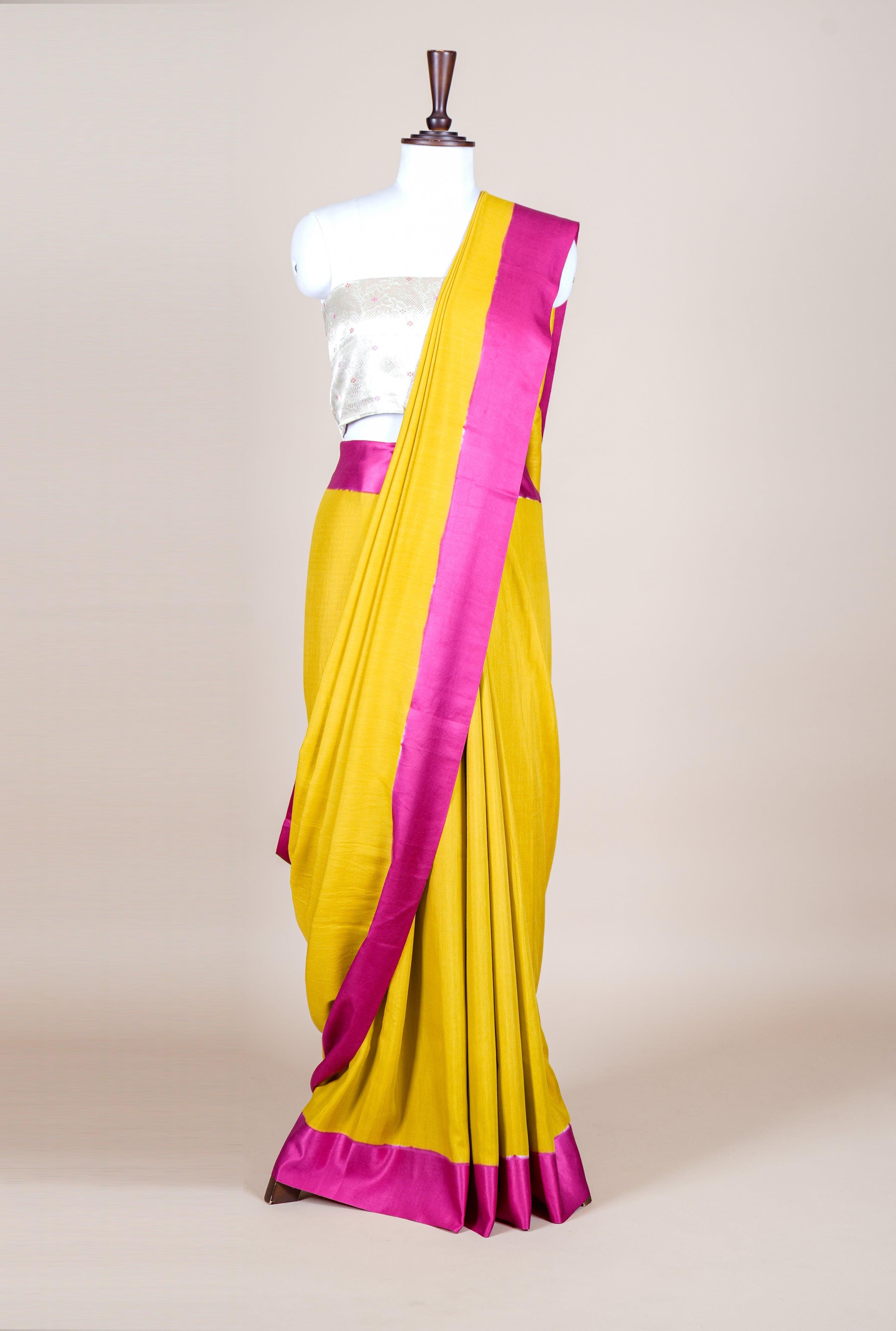Handwoven Mustard Yellow Banarasi Handloom Silk Saree - Sumangal Ekam