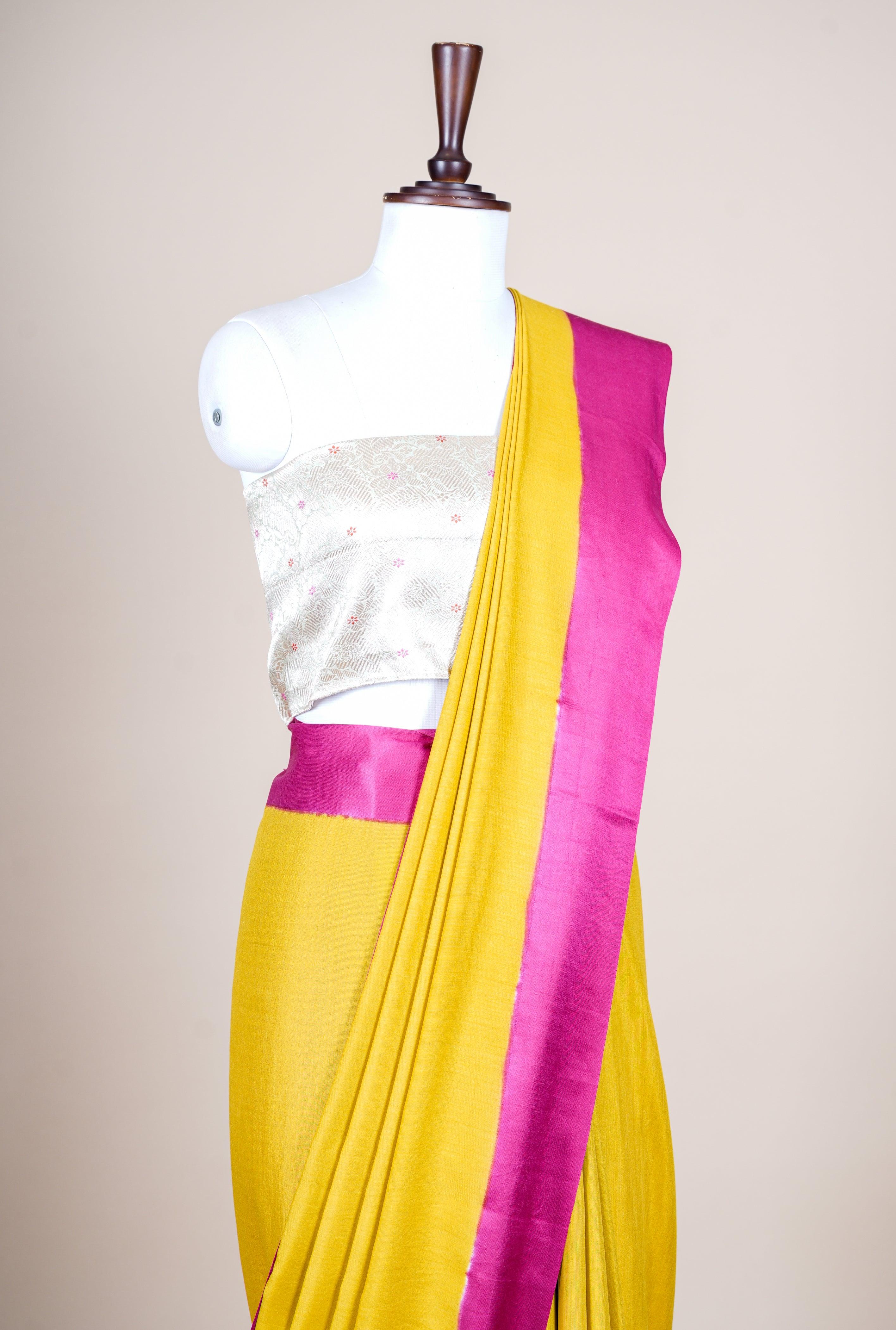 Handwoven Mustard Yellow Banarasi Handloom Silk Saree - Sumangal Ekam