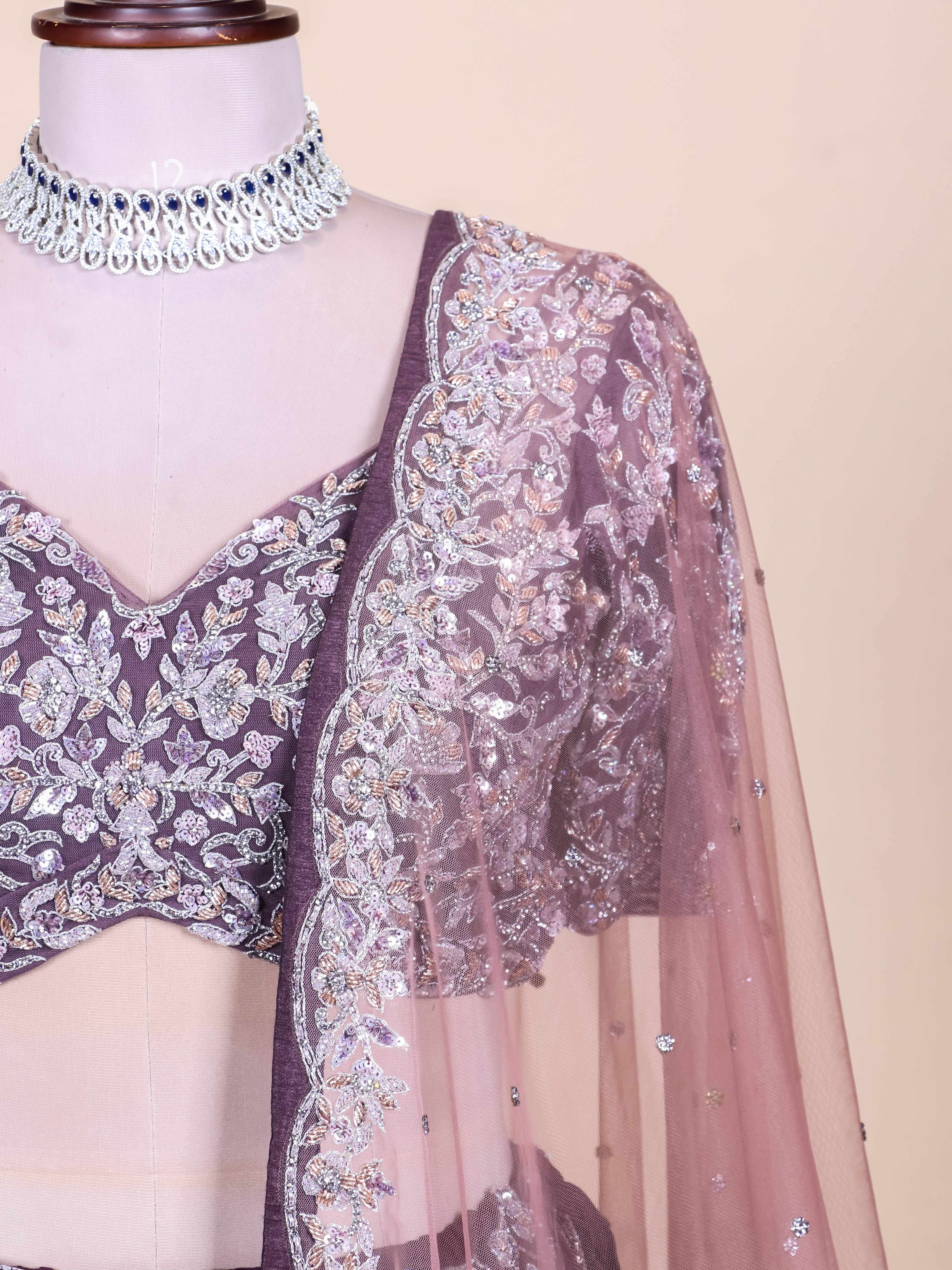 Designer Dark Coffee Brown Silk Party Wear Lehenga - Sumangal Ekam