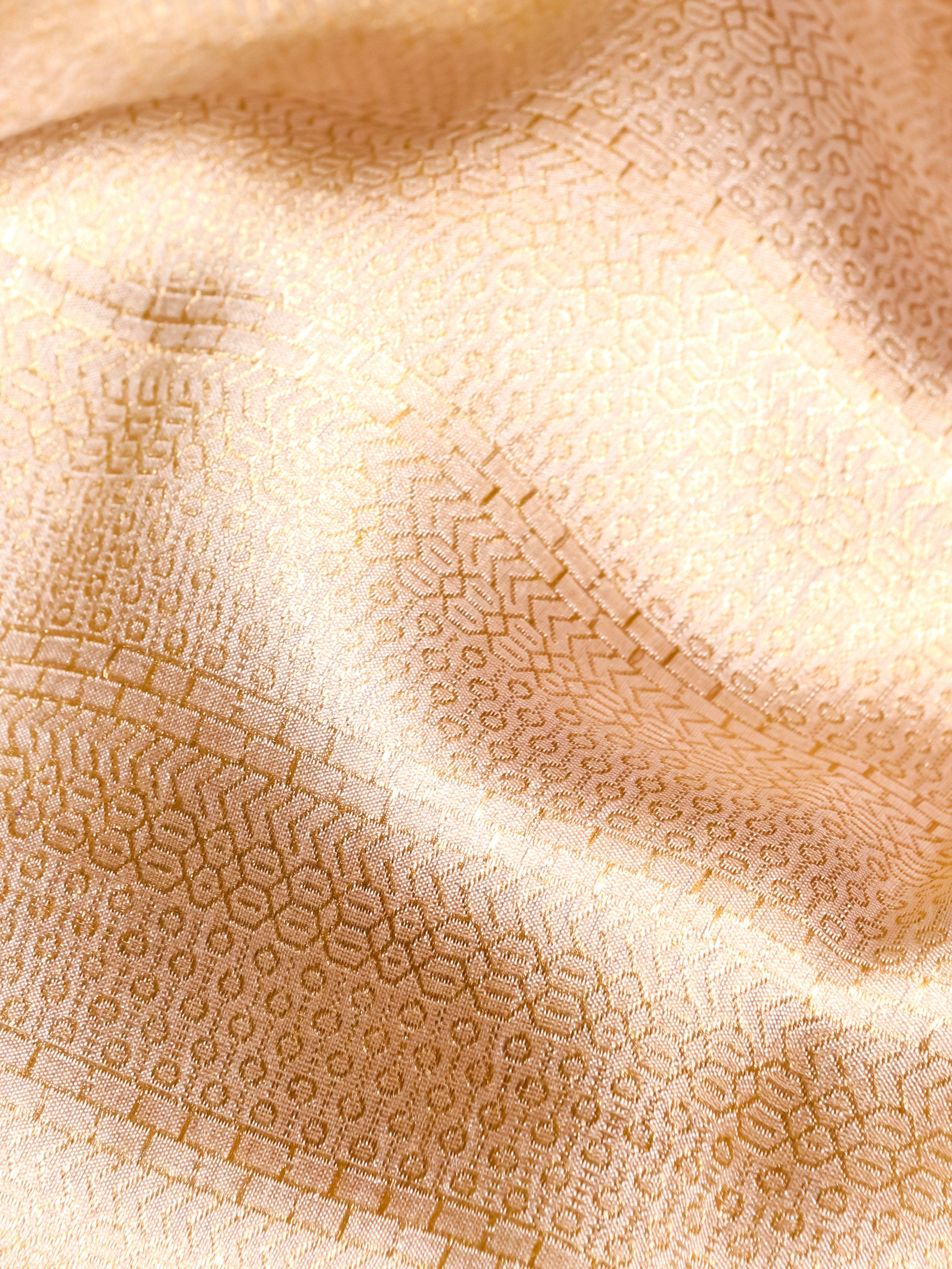 Handwoven Golden Banarasi Katan Silk Saree - Sumangal Ekam