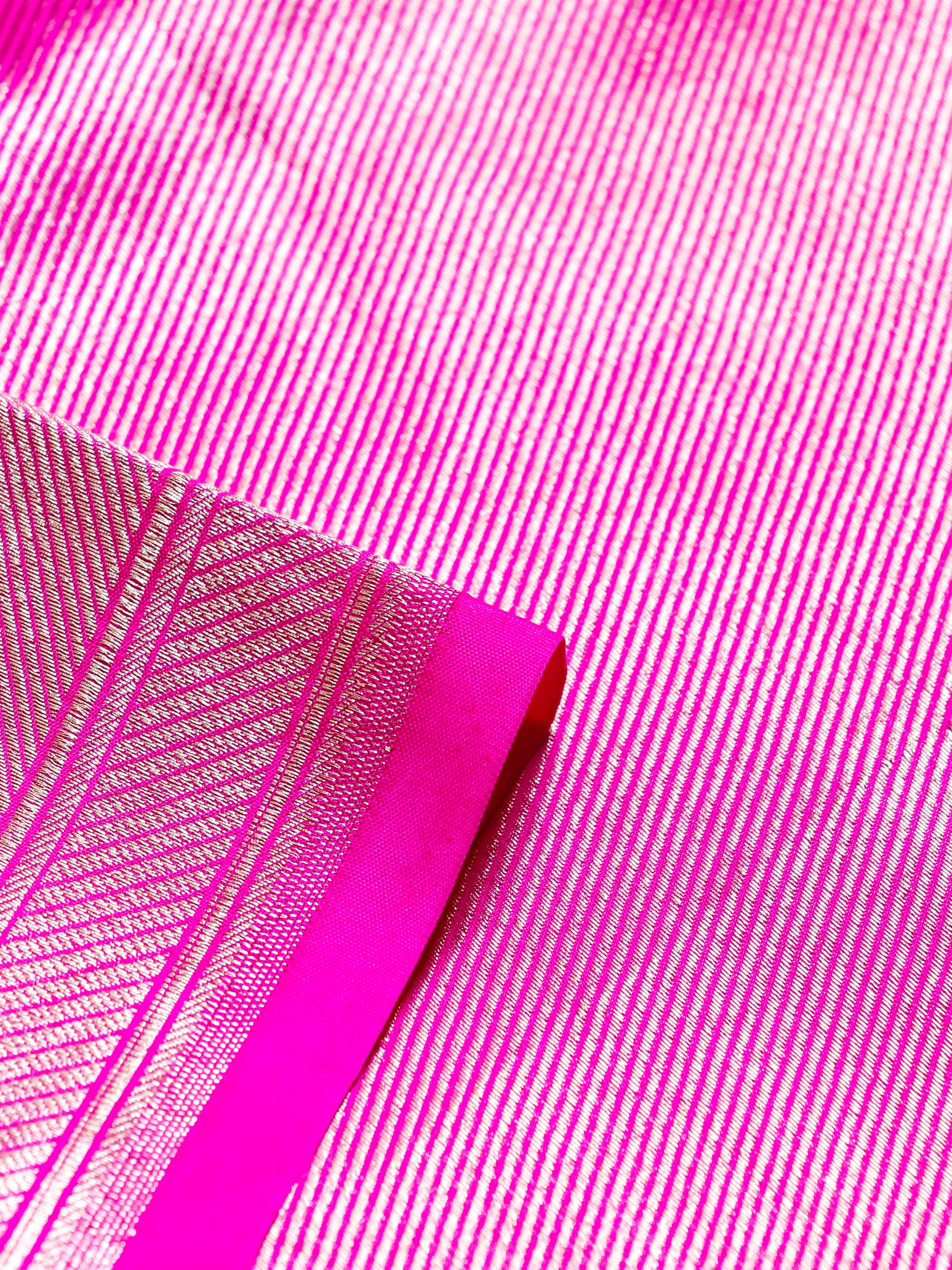 Handwoven Pink Banarasi Katan Silk Saree - Sumangal Ekam