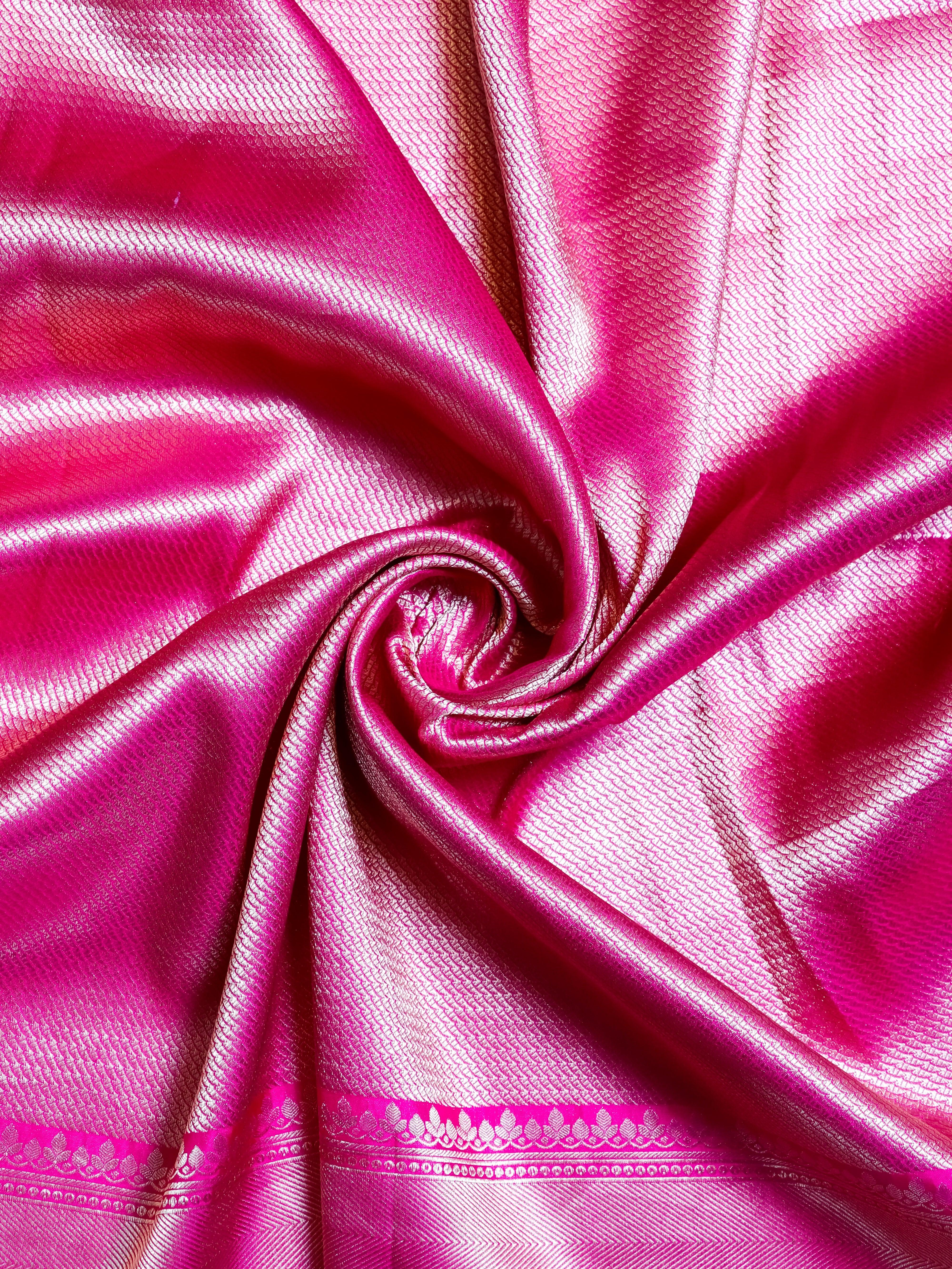 Handwoven Pink Banarasi Katan Silk Saree - Sumangal Ekam