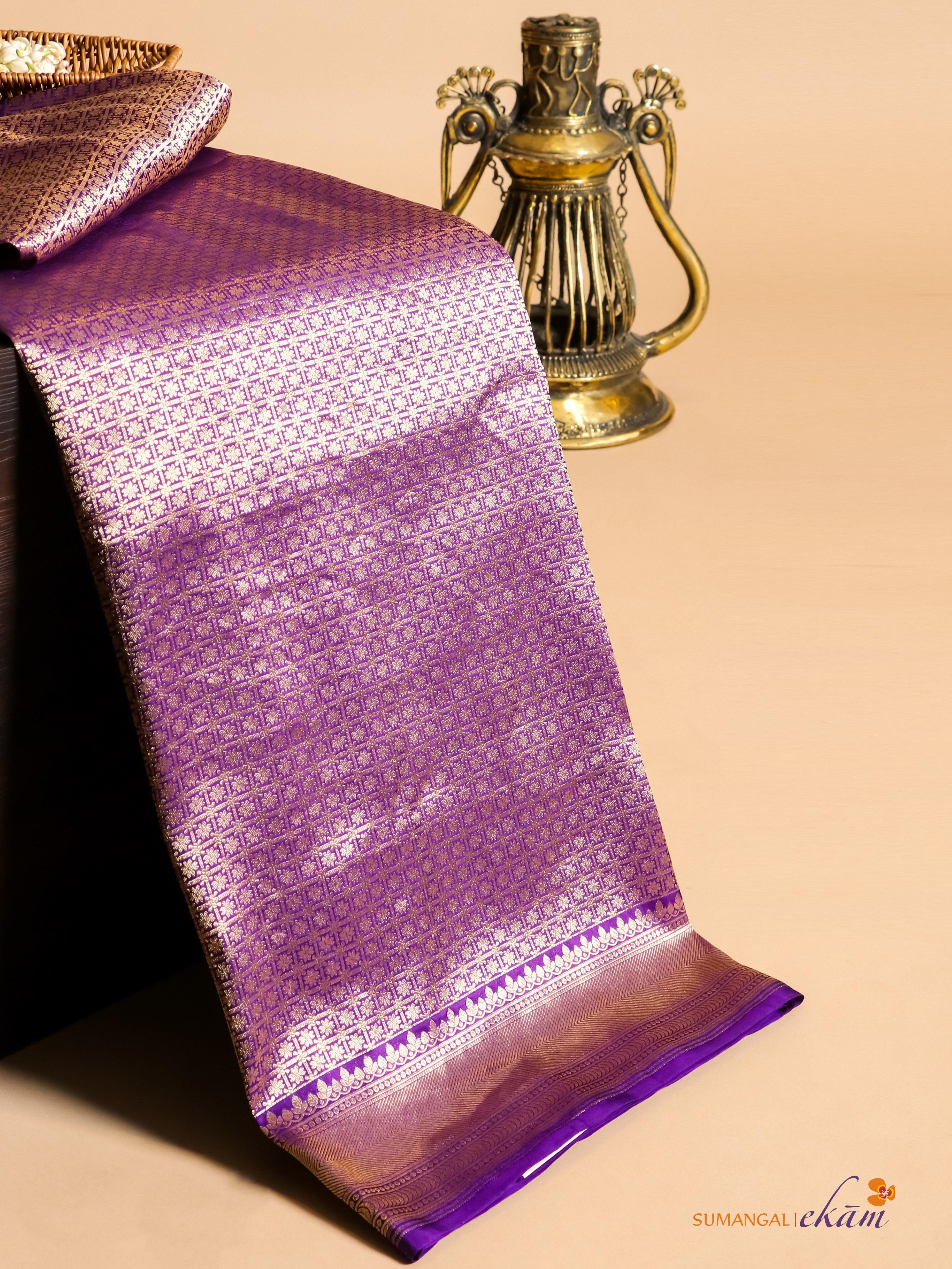 Handwoven Magenta Banarasi Katan Silk Saree - Sumangal Ekam