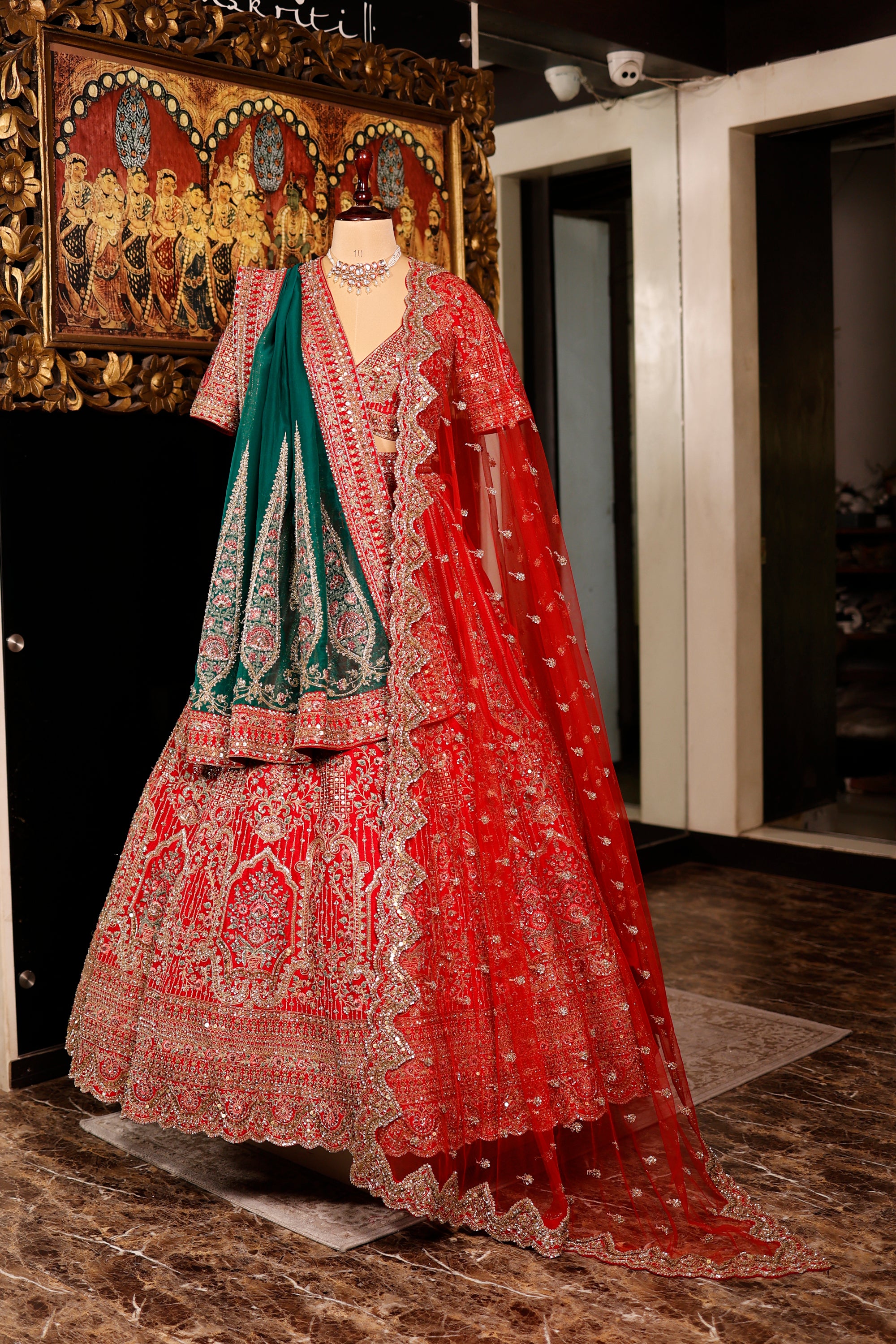 Designer Red Raw Silk Bridal Lehenga