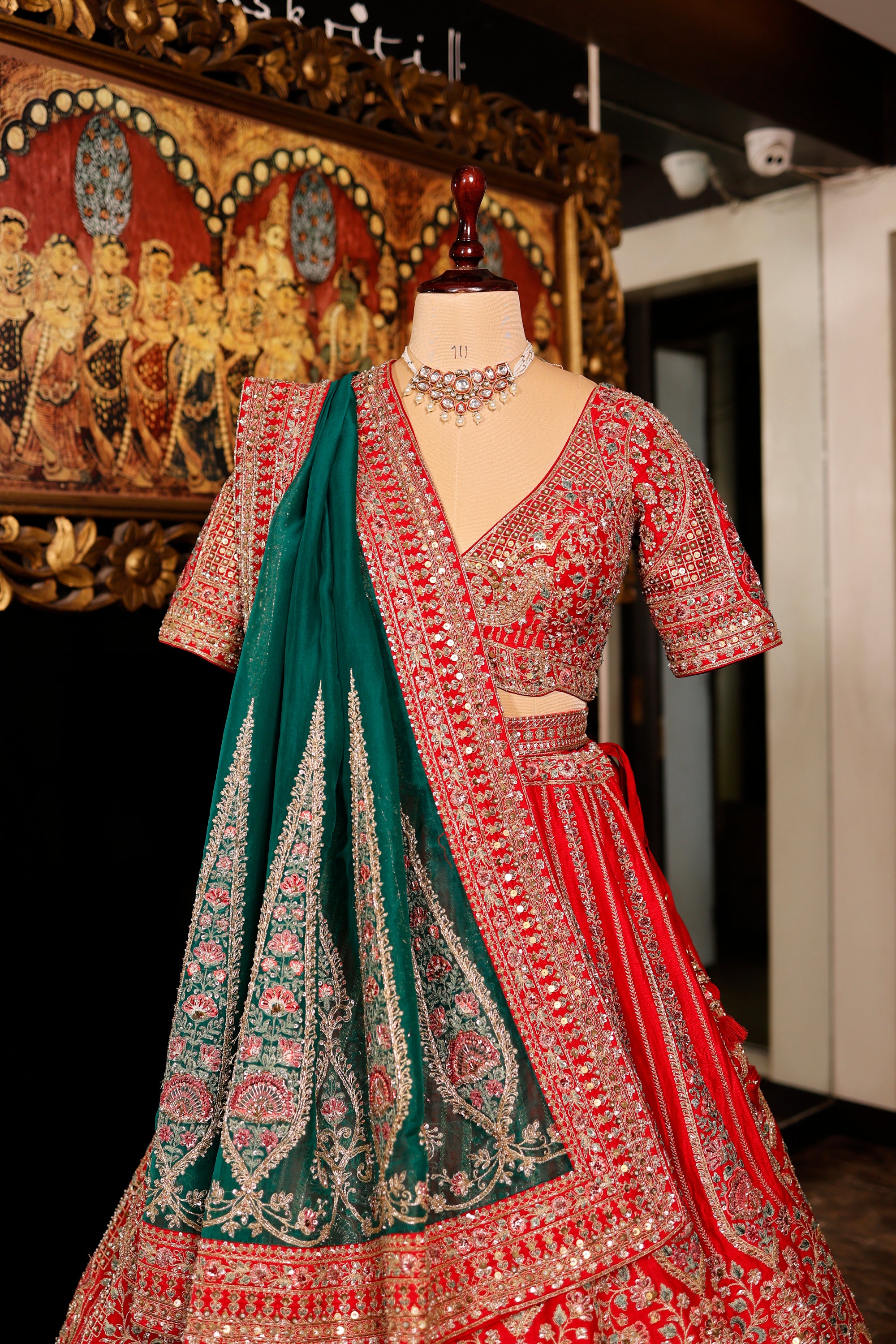 Designer Red Raw Silk Bridal Lehenga