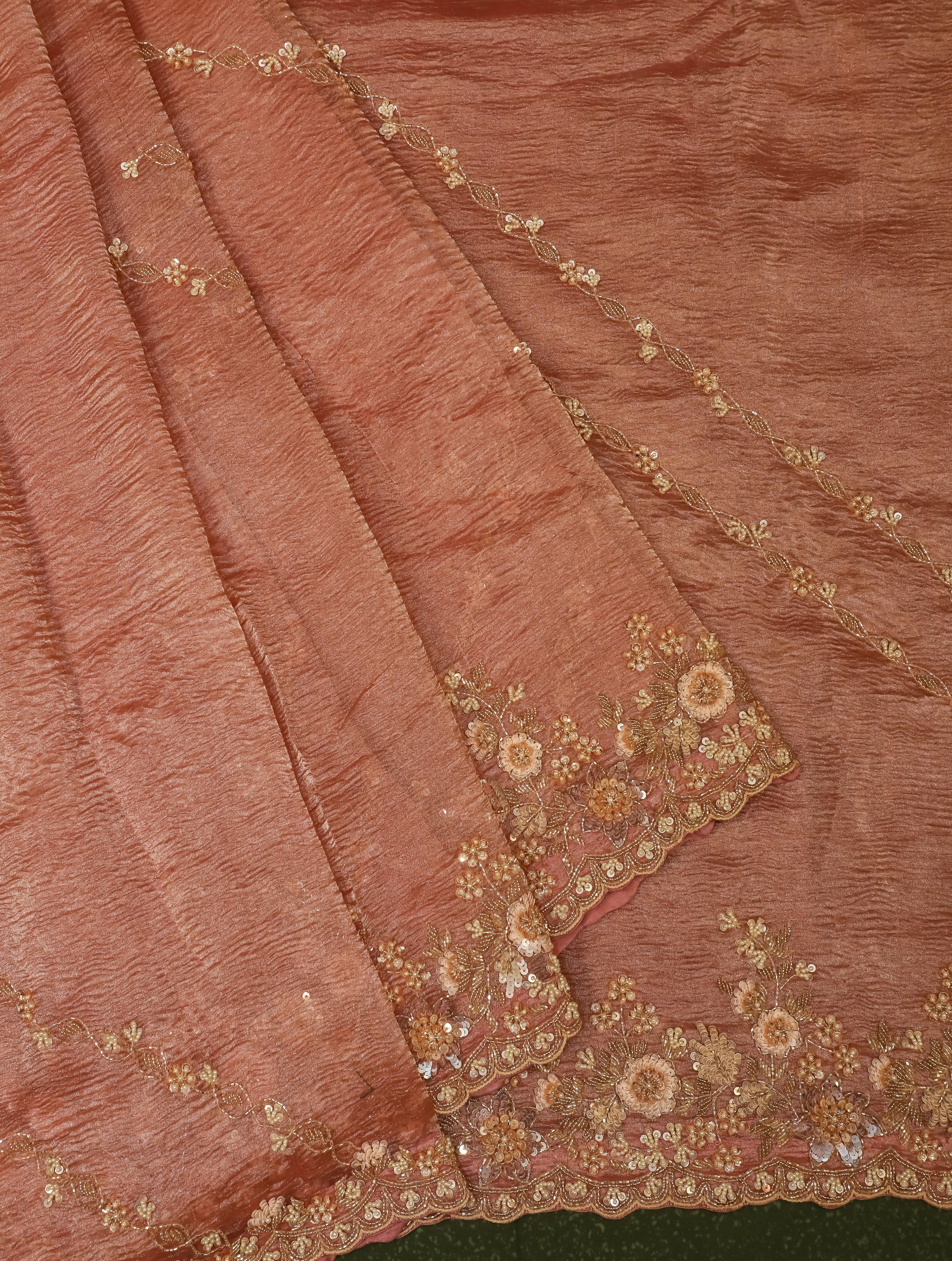 Designer Rust Tissue Silk Saree - Sumangal Ekam