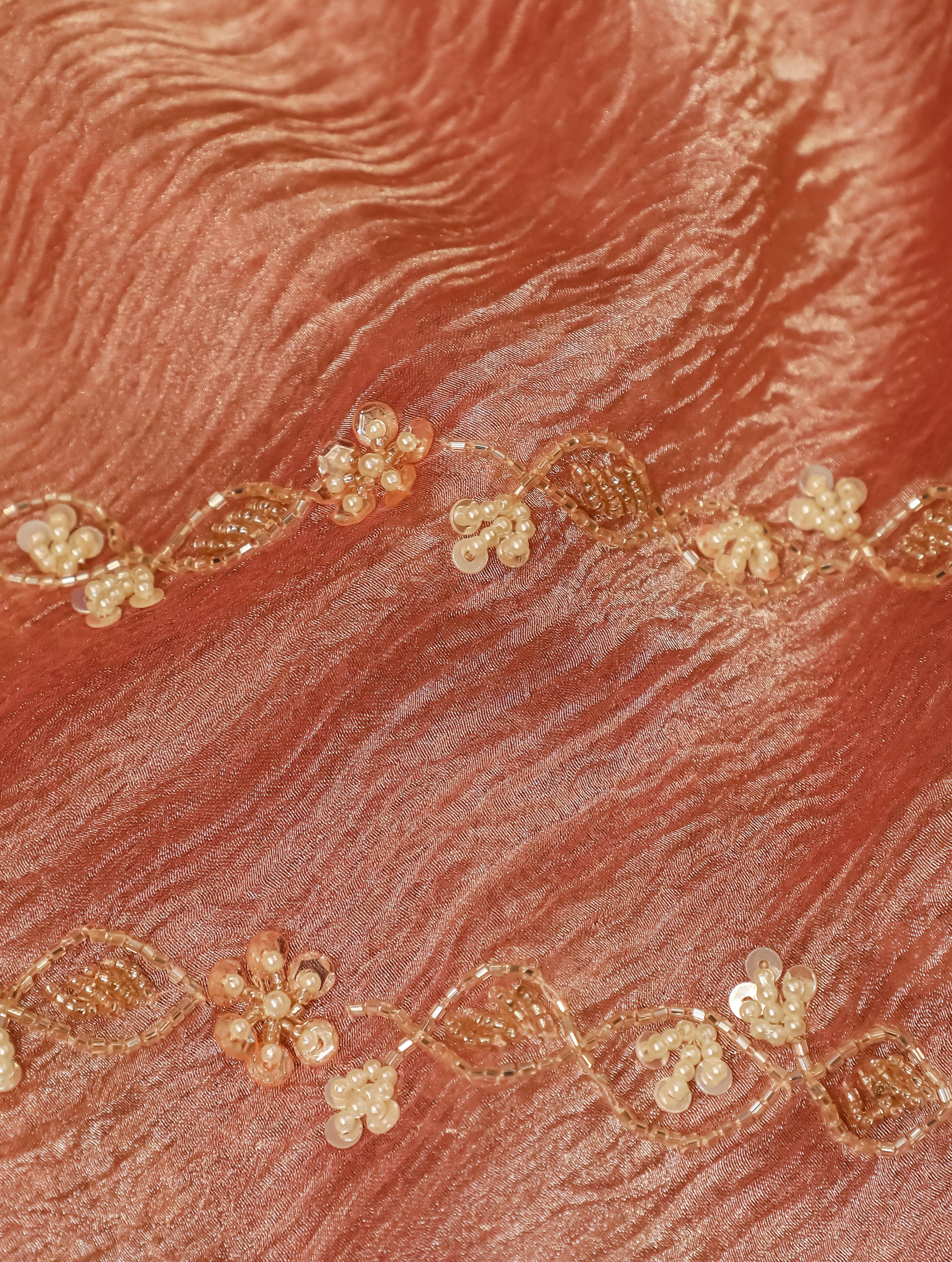 Designer Rust Tissue Silk Saree - Sumangal Ekam