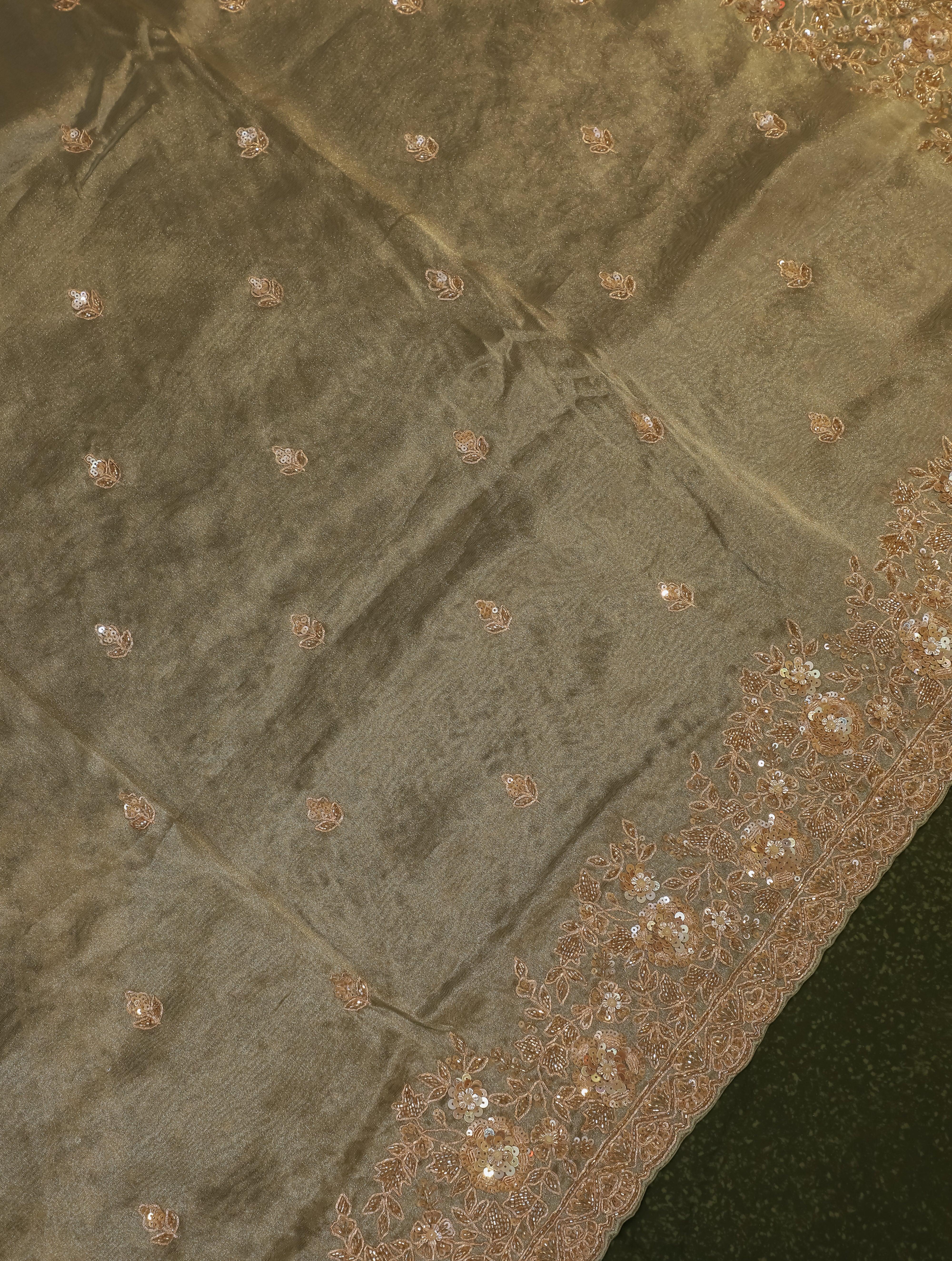 Designer Pista Green Tissue Silk Saree - Sumangal Ekam