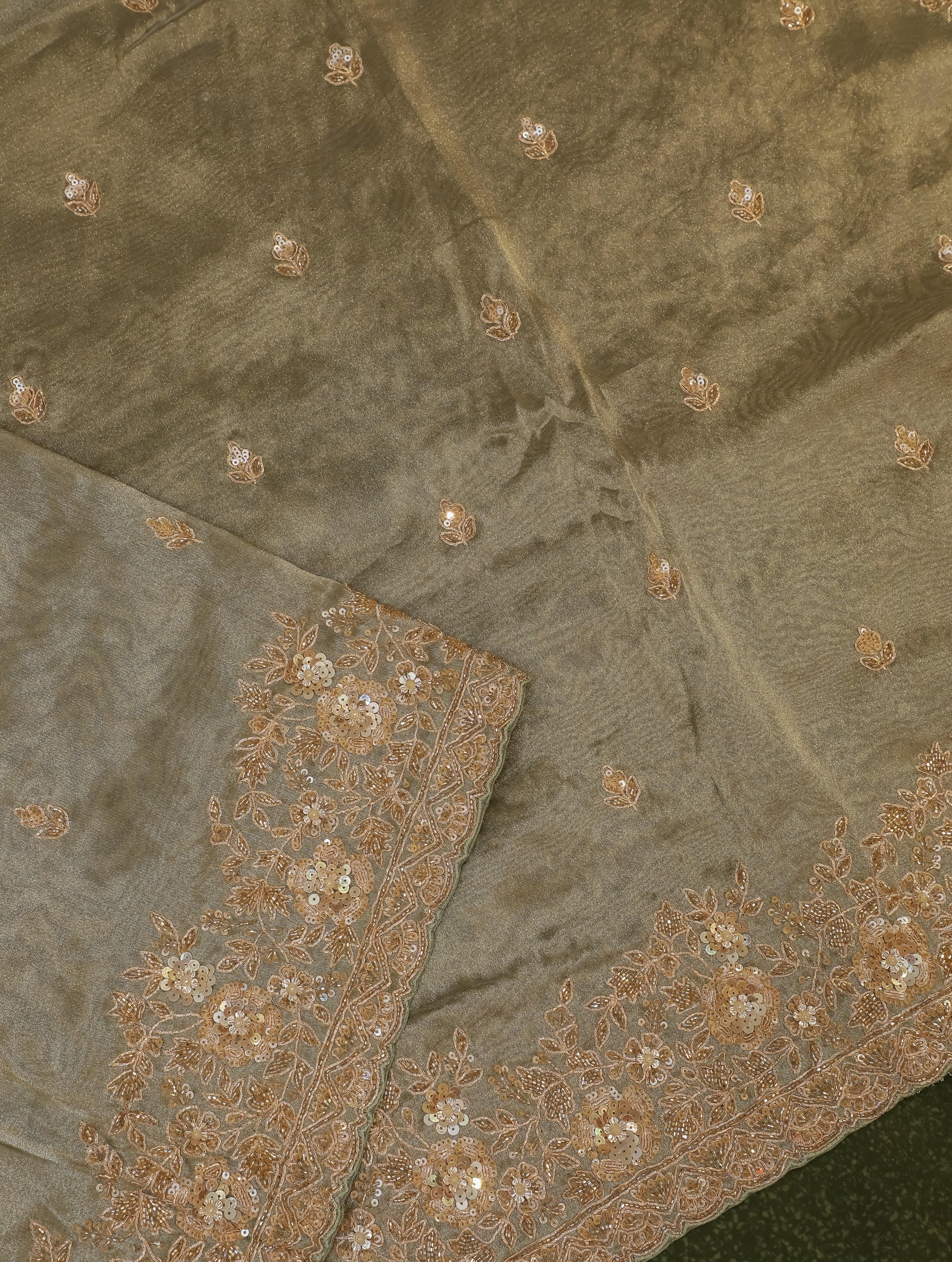 Designer Pista Green Tissue Silk Saree - Sumangal Ekam