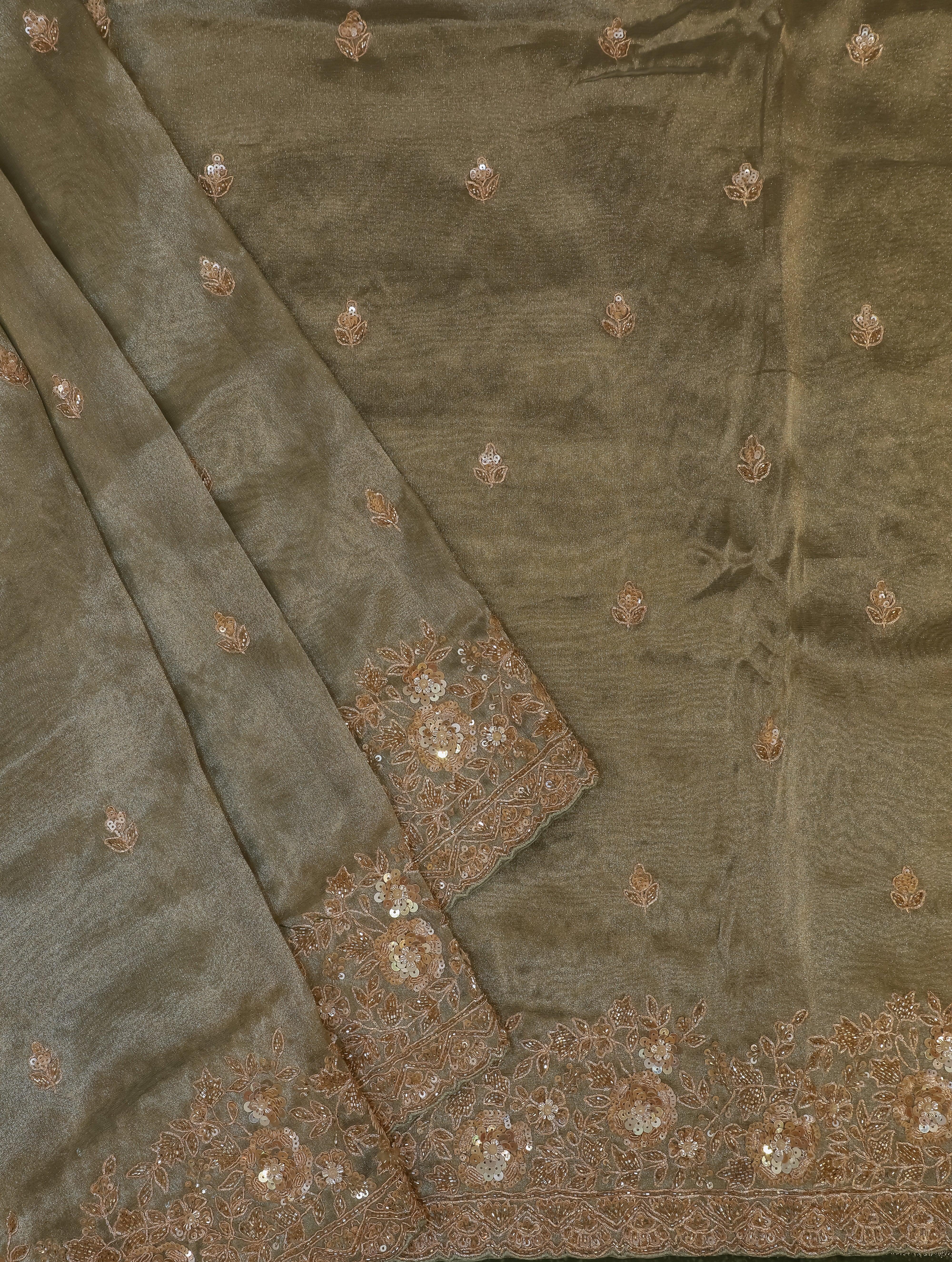 Designer Pista Green Tissue Silk Saree - Sumangal Ekam