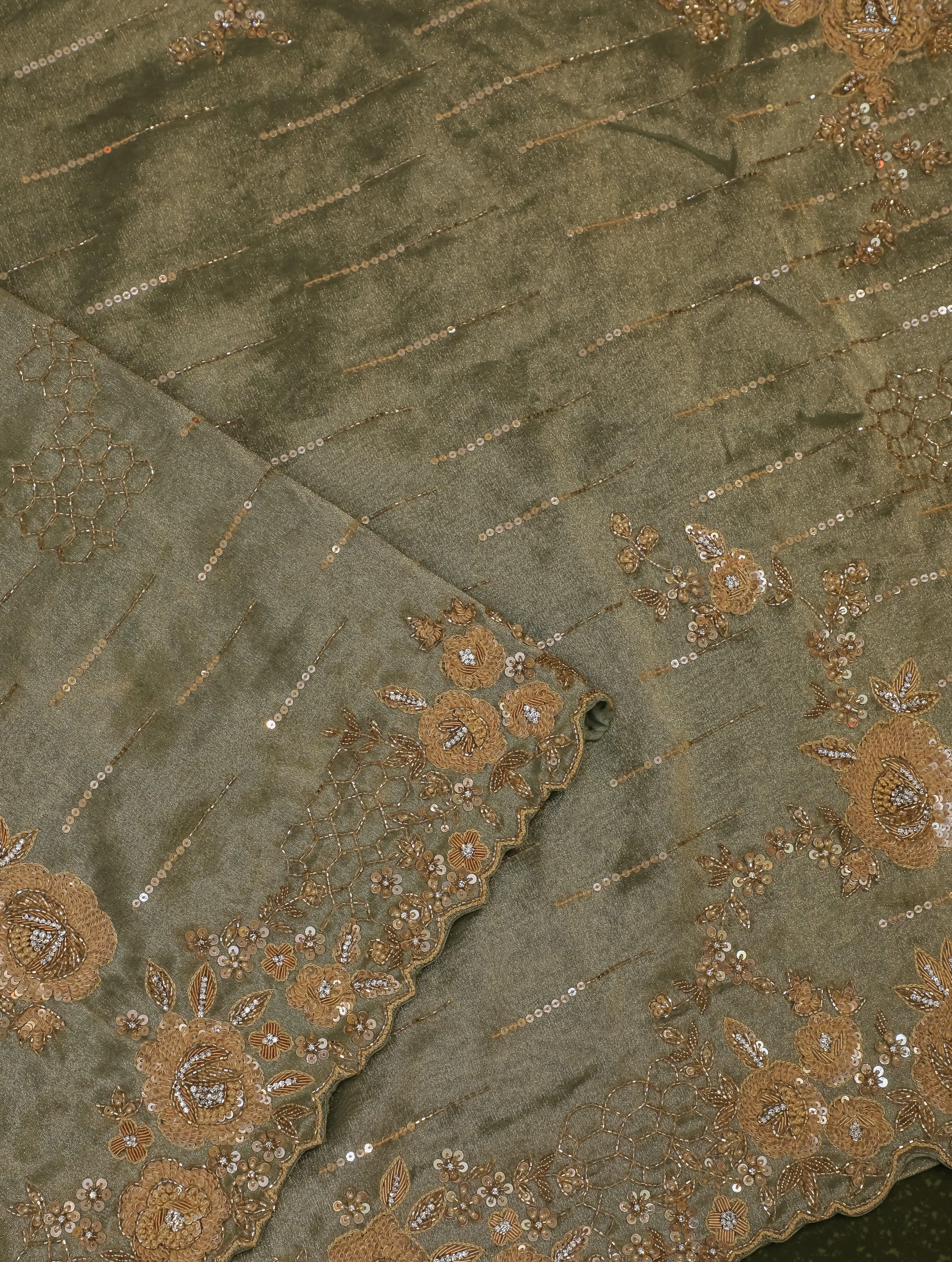 Designer Pista Green Tissue Silk Saree - Sumangal Ekam