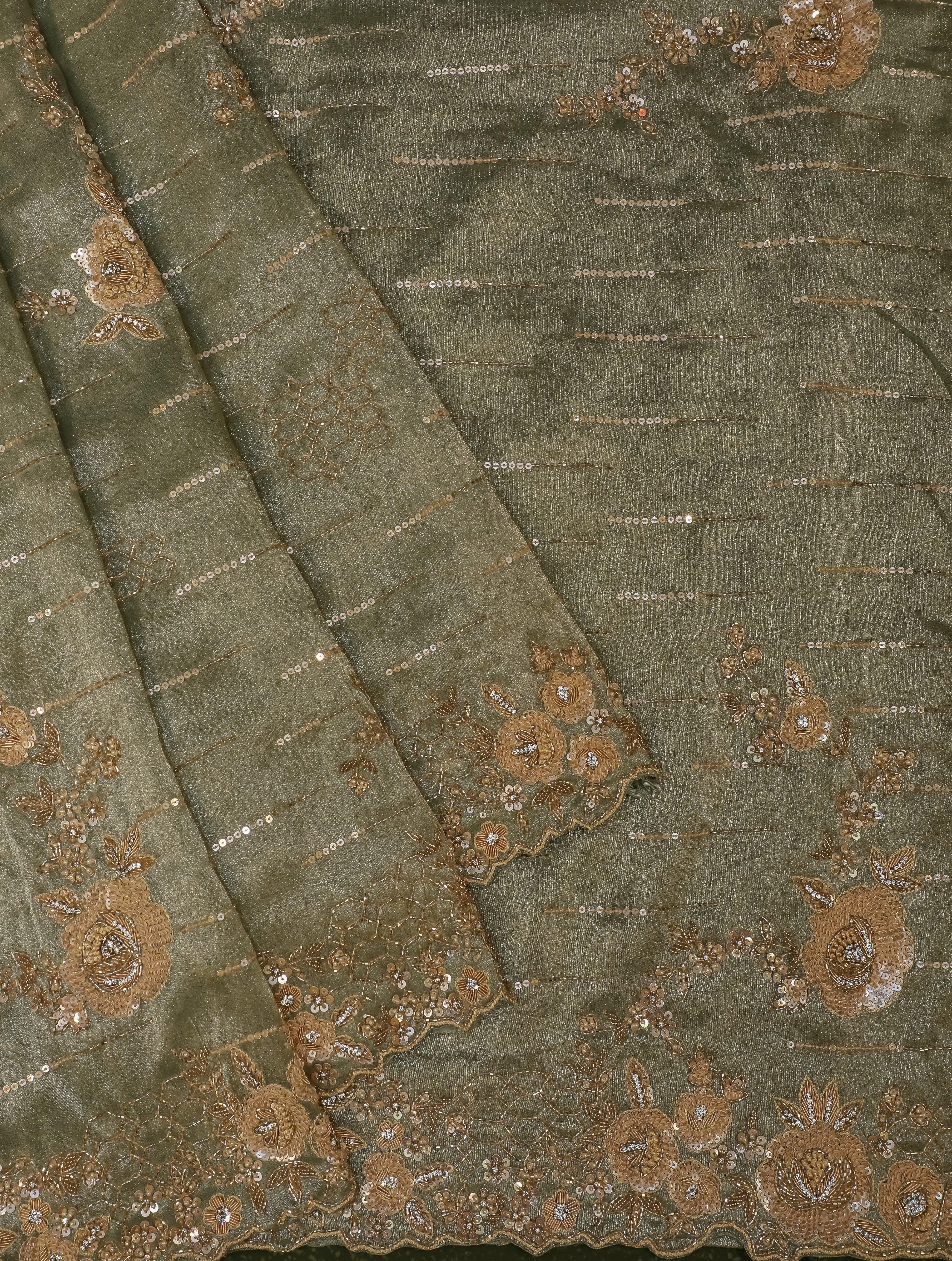 Designer Pista Green Tissue Silk Saree - Sumangal Ekam