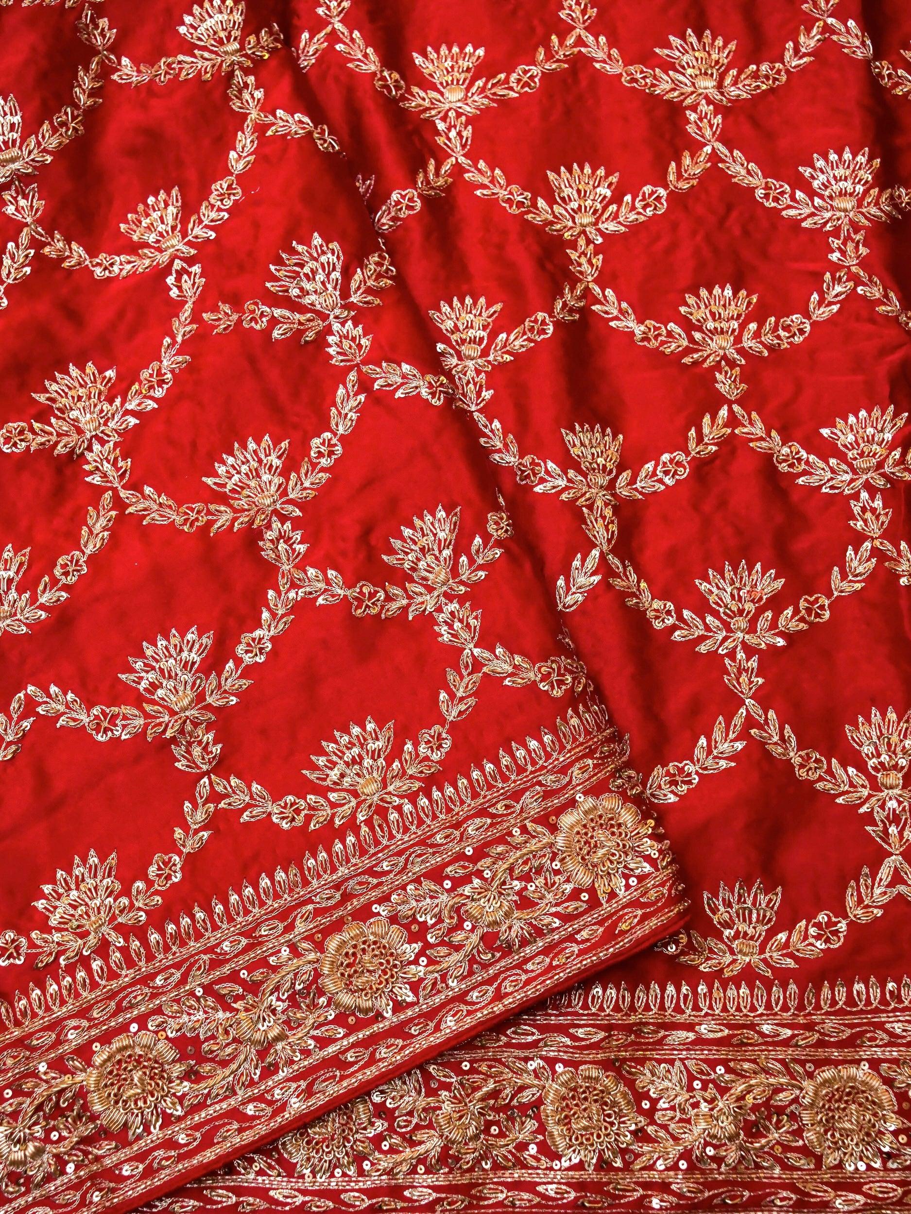 Designer Red Katan Silk Saree - Sumangal Ekam
