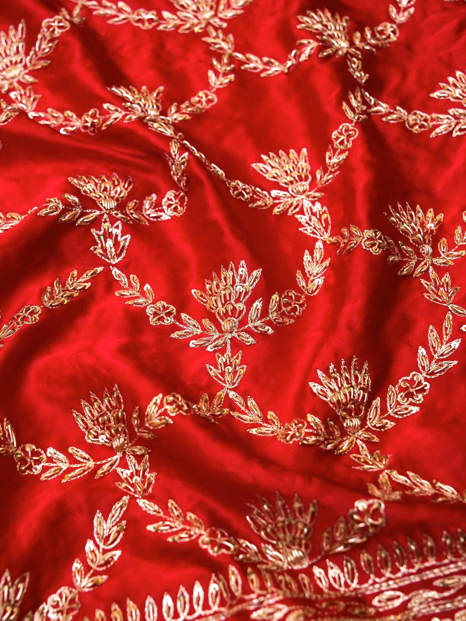 Designer Red Katan Silk Saree - Sumangal Ekam