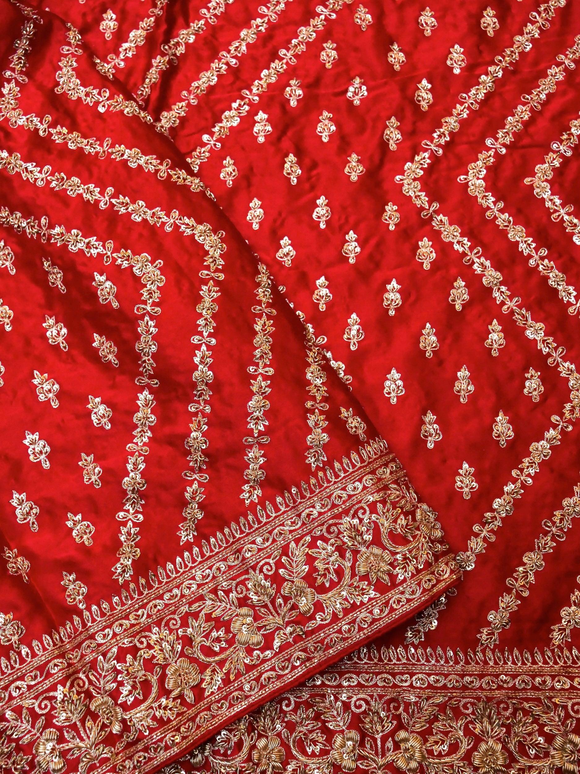 Designer Red Katan Silk Saree - Sumangal Ekam