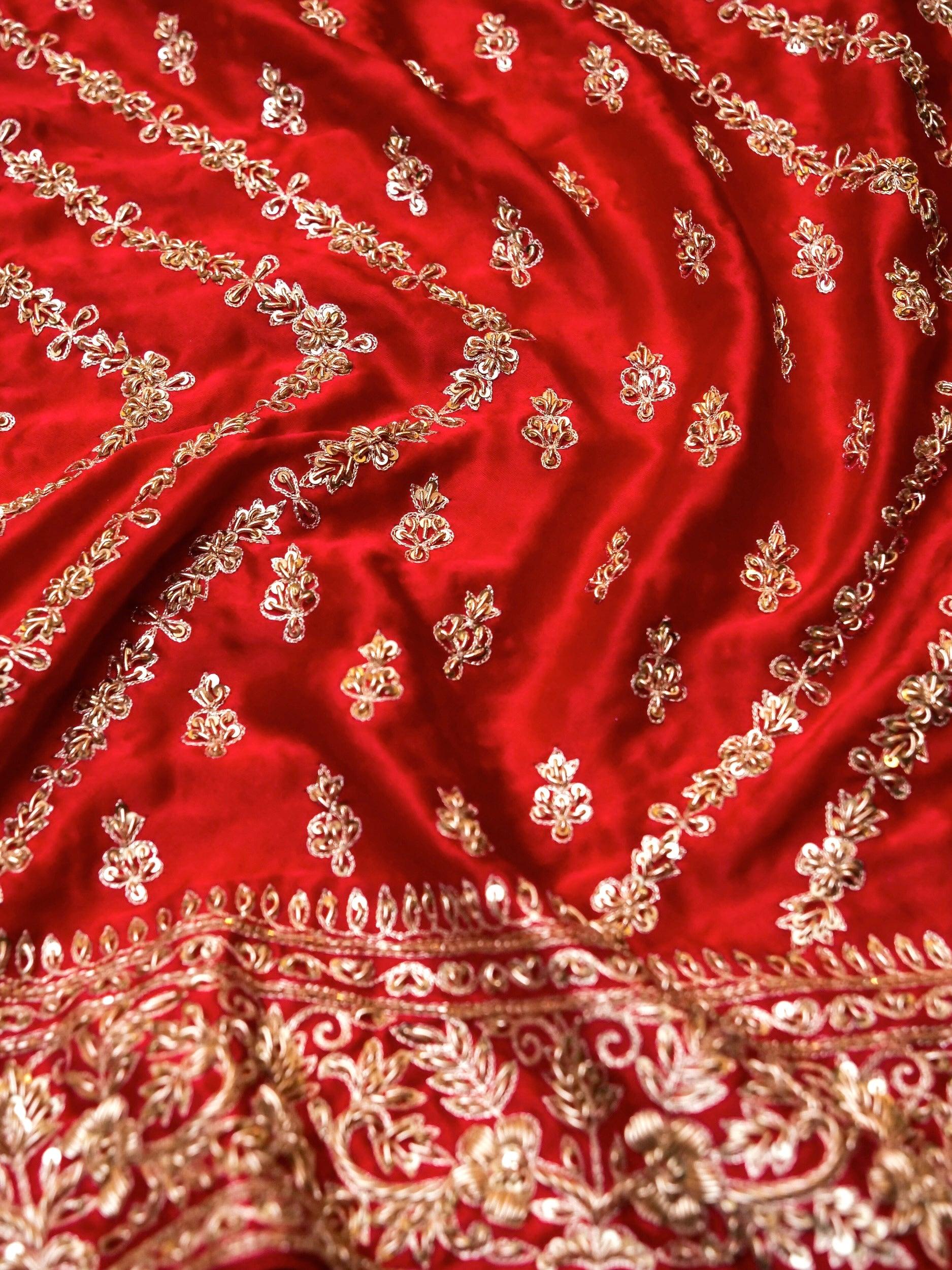 Designer Red Katan Silk Saree - Sumangal Ekam