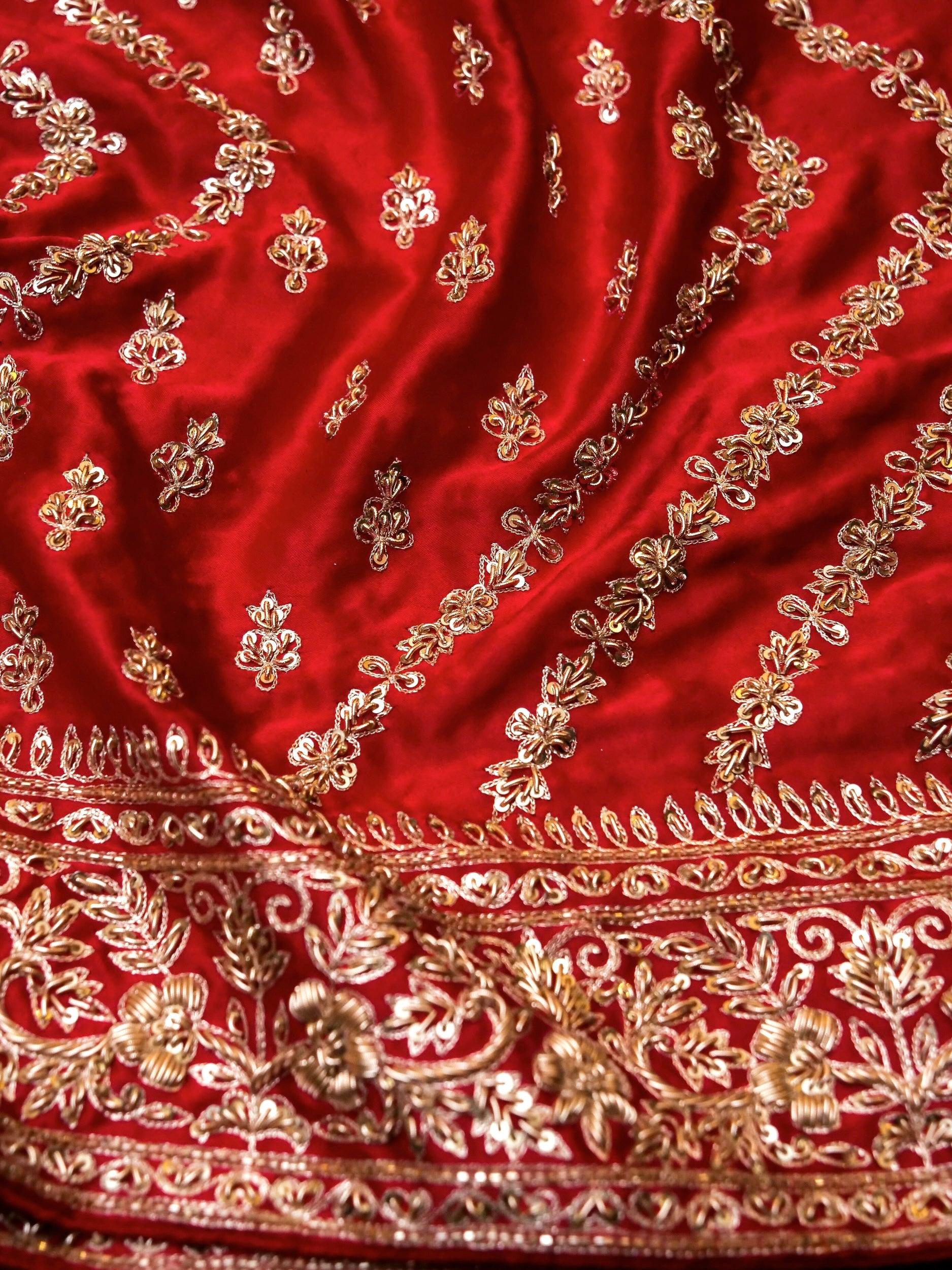 Designer Red Katan Silk Saree - Sumangal Ekam