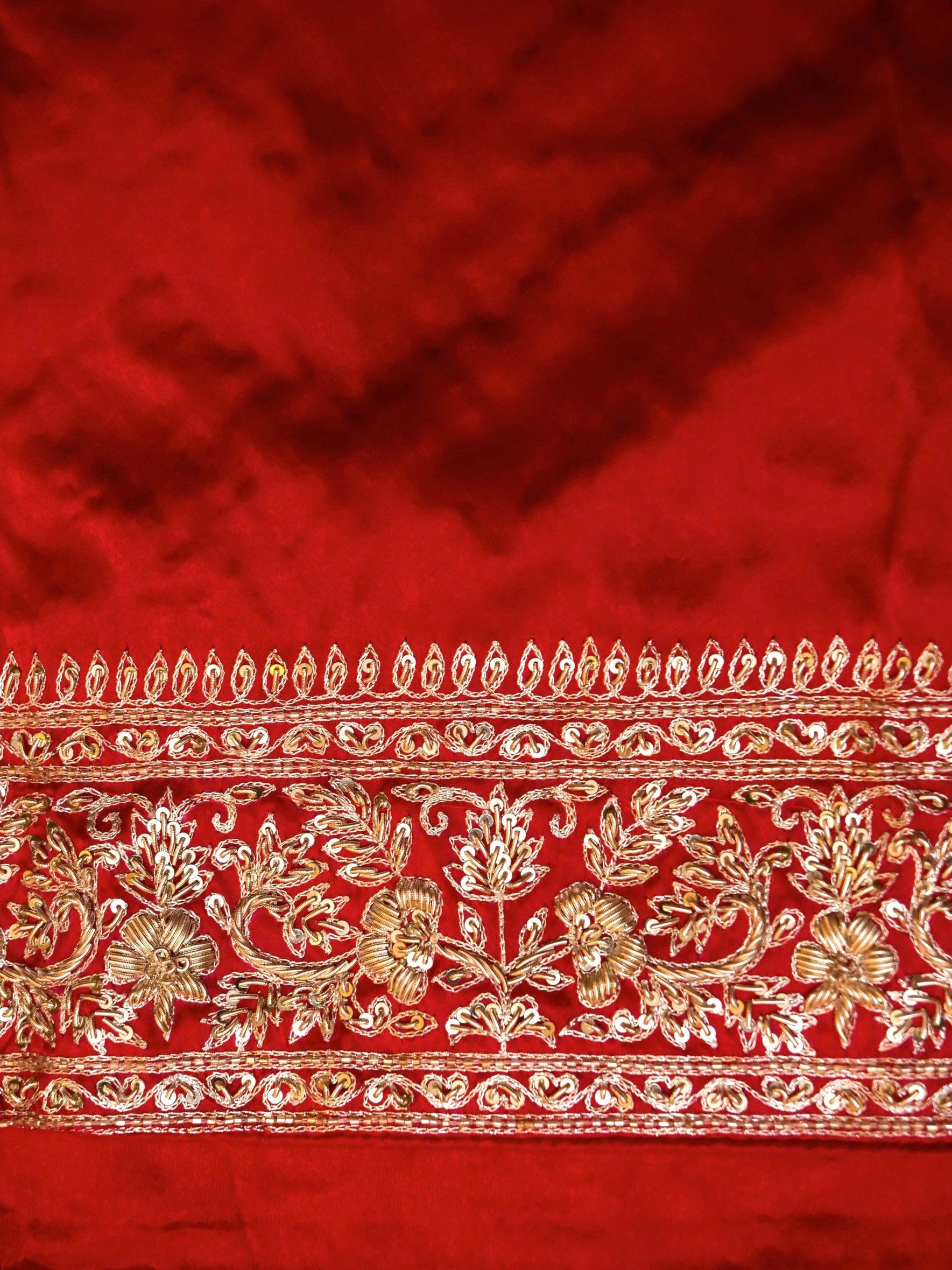 Designer Red Katan Silk Saree - Sumangal Ekam