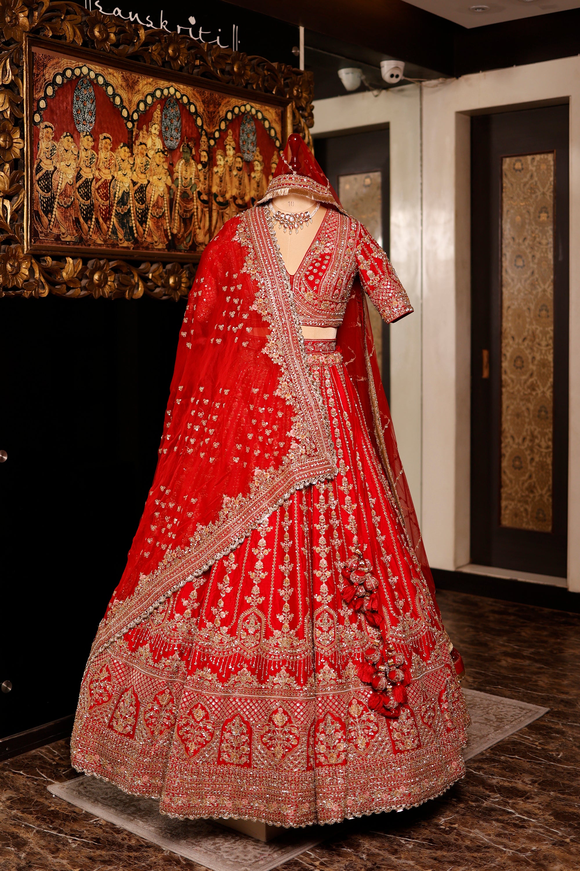 Designer Red Raw Silk Bridal Lehenga