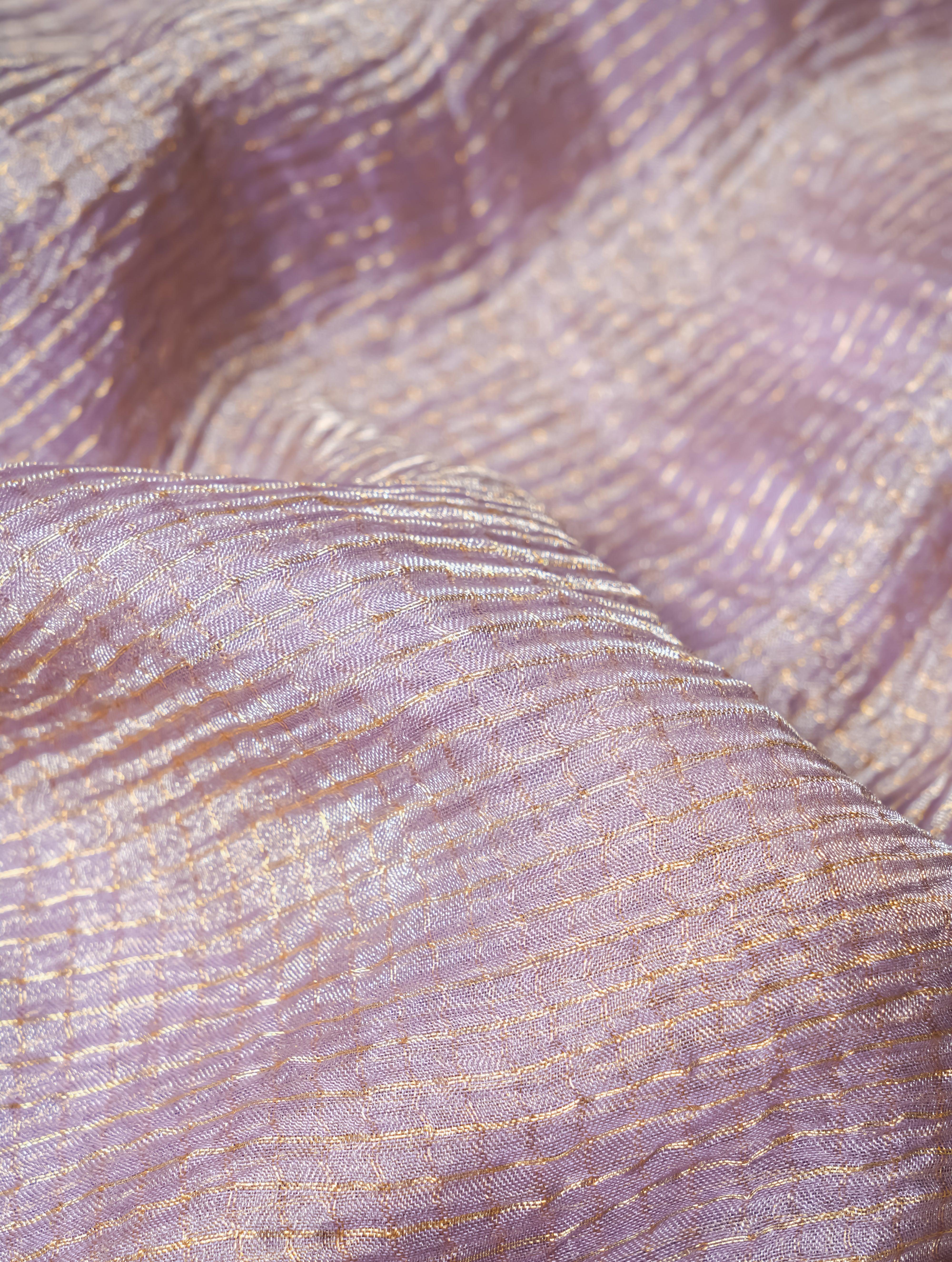 Designer Lavender Crush Tissue Silk Saree - Sumangal Ekam