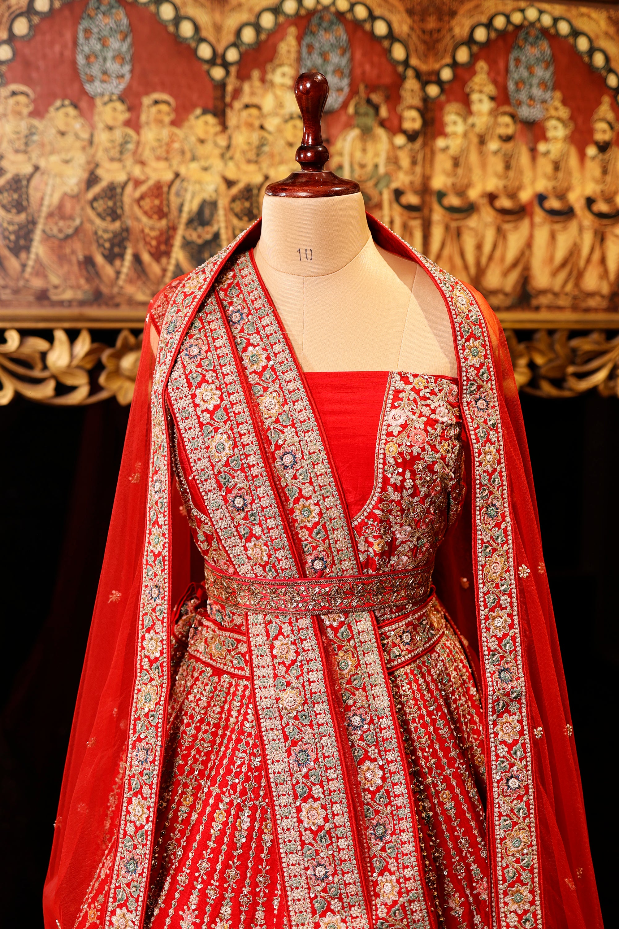 Designer Red Raw Silk Bridal Lehenga