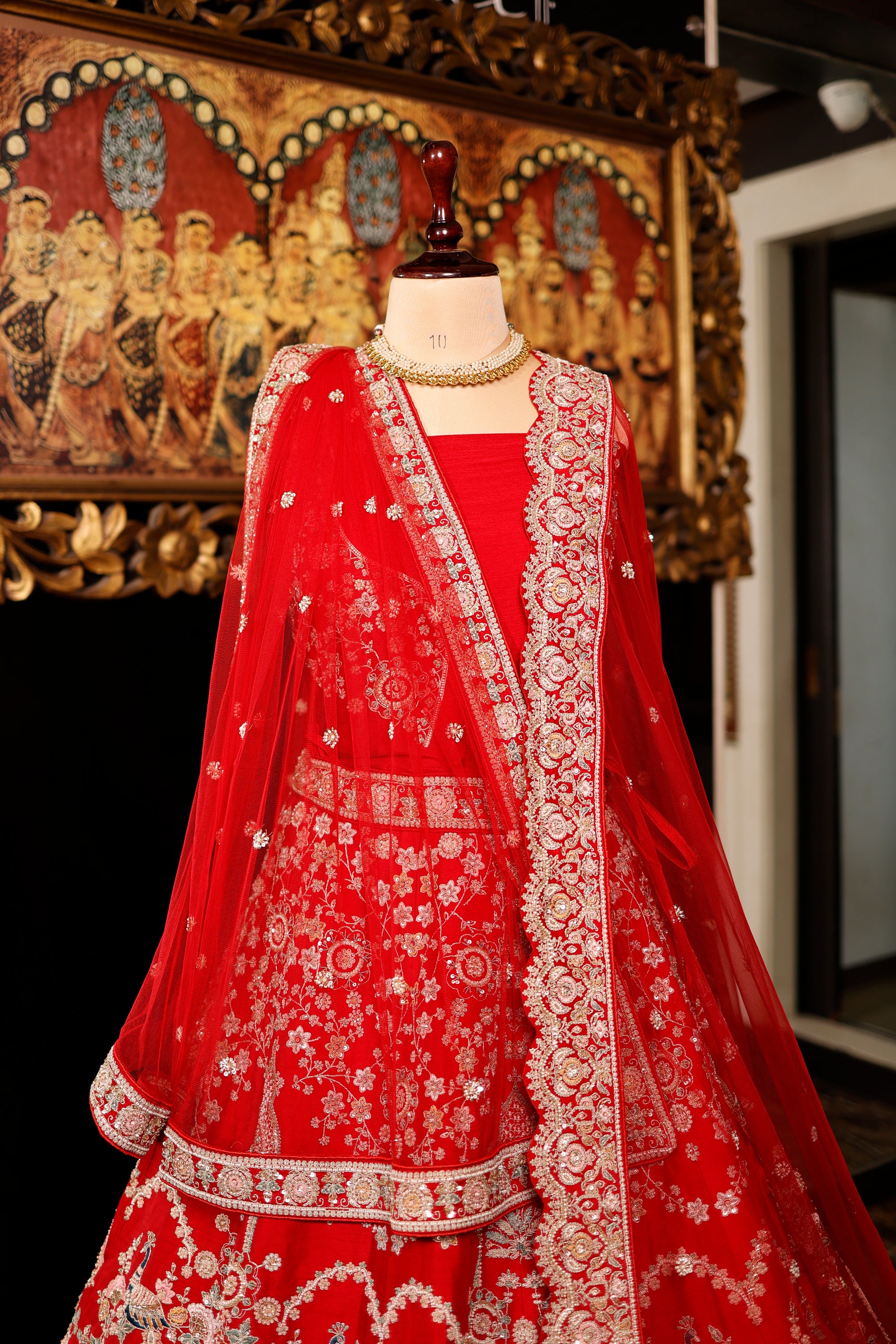 Designer Red Raw Silk Bridal Lehenga