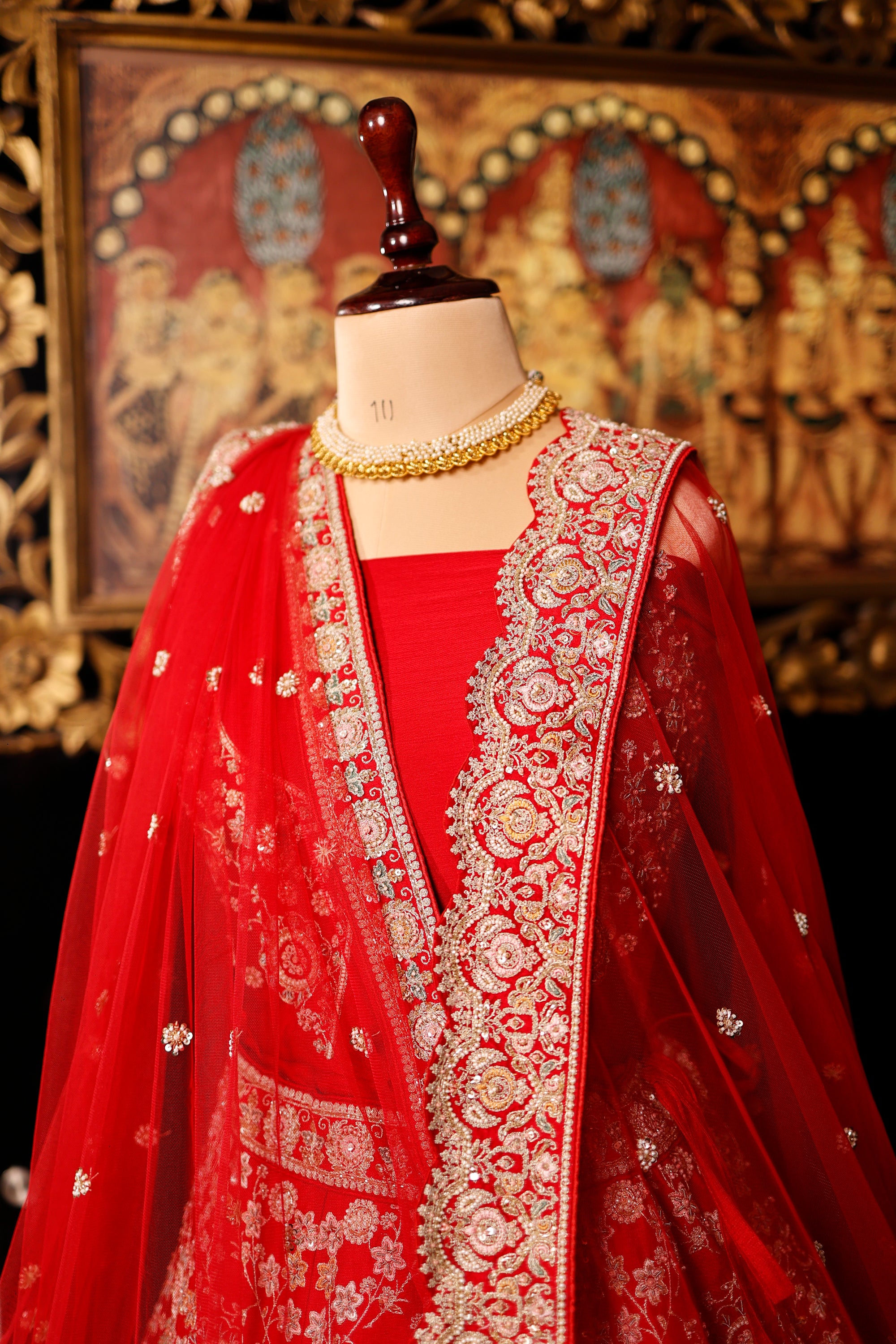 Designer Red Raw Silk Bridal Lehenga