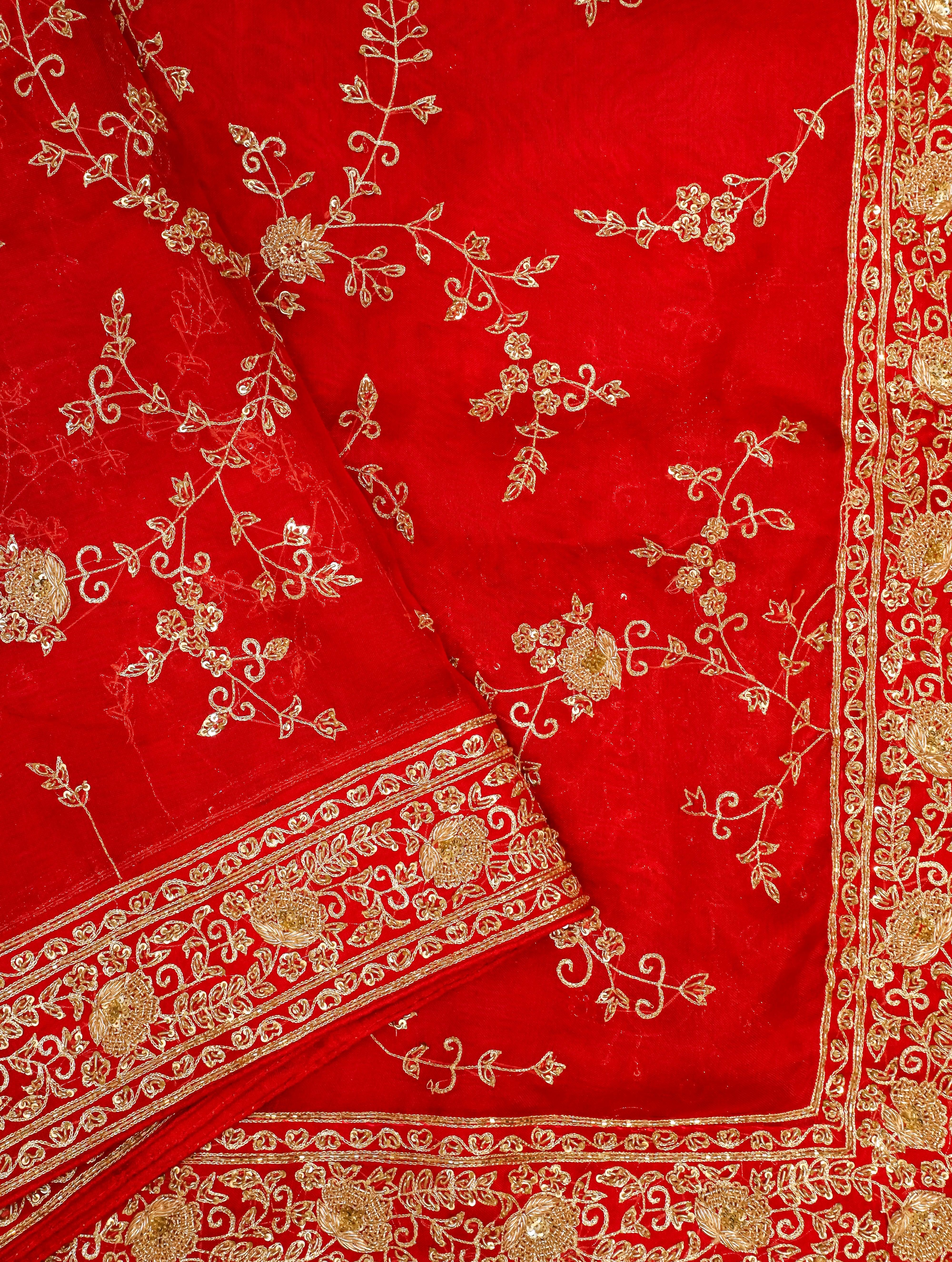 Designer Red Organza Silk Saree - Sumangal Ekam