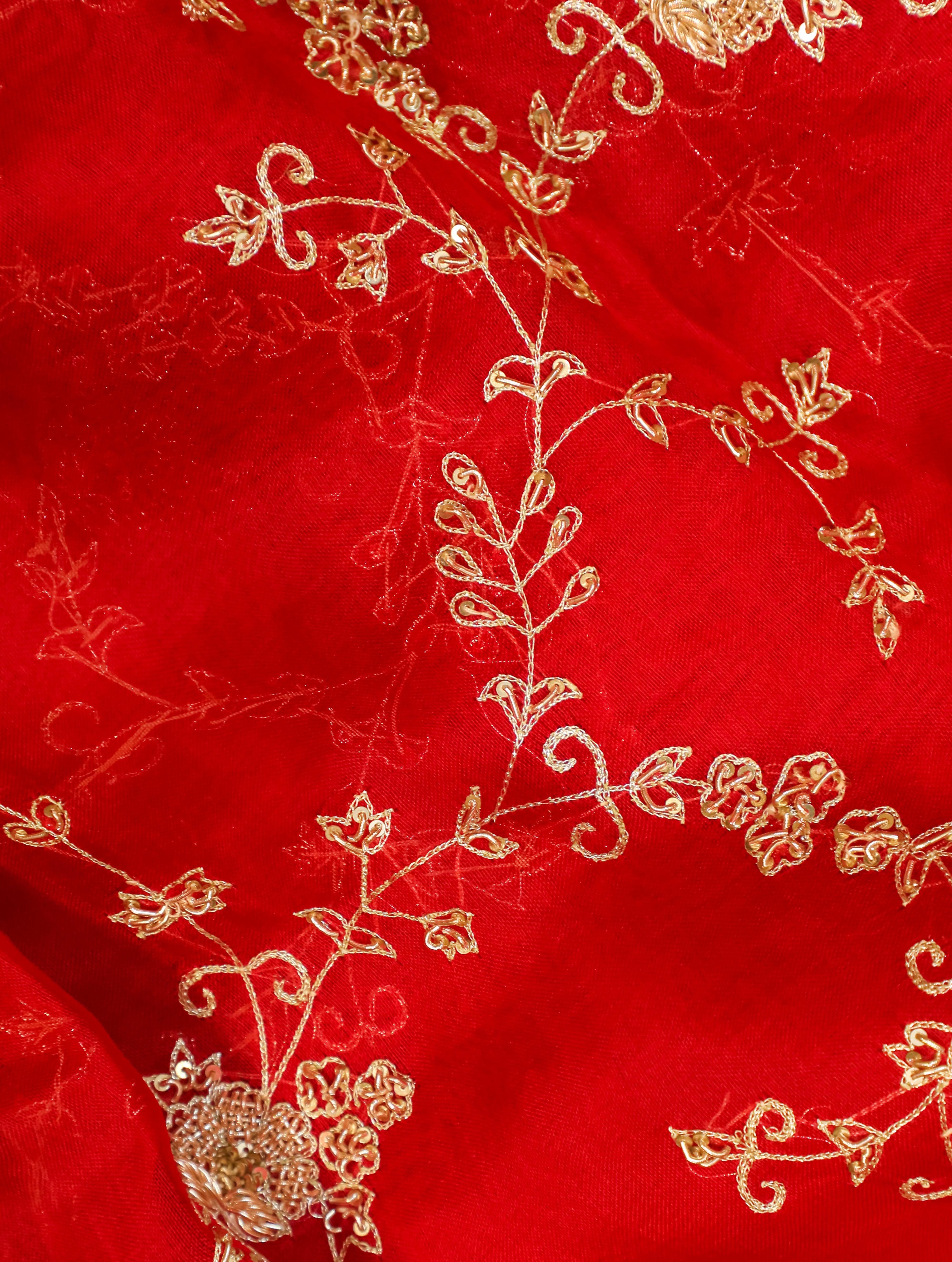 Designer Red Organza Silk Saree - Sumangal Ekam