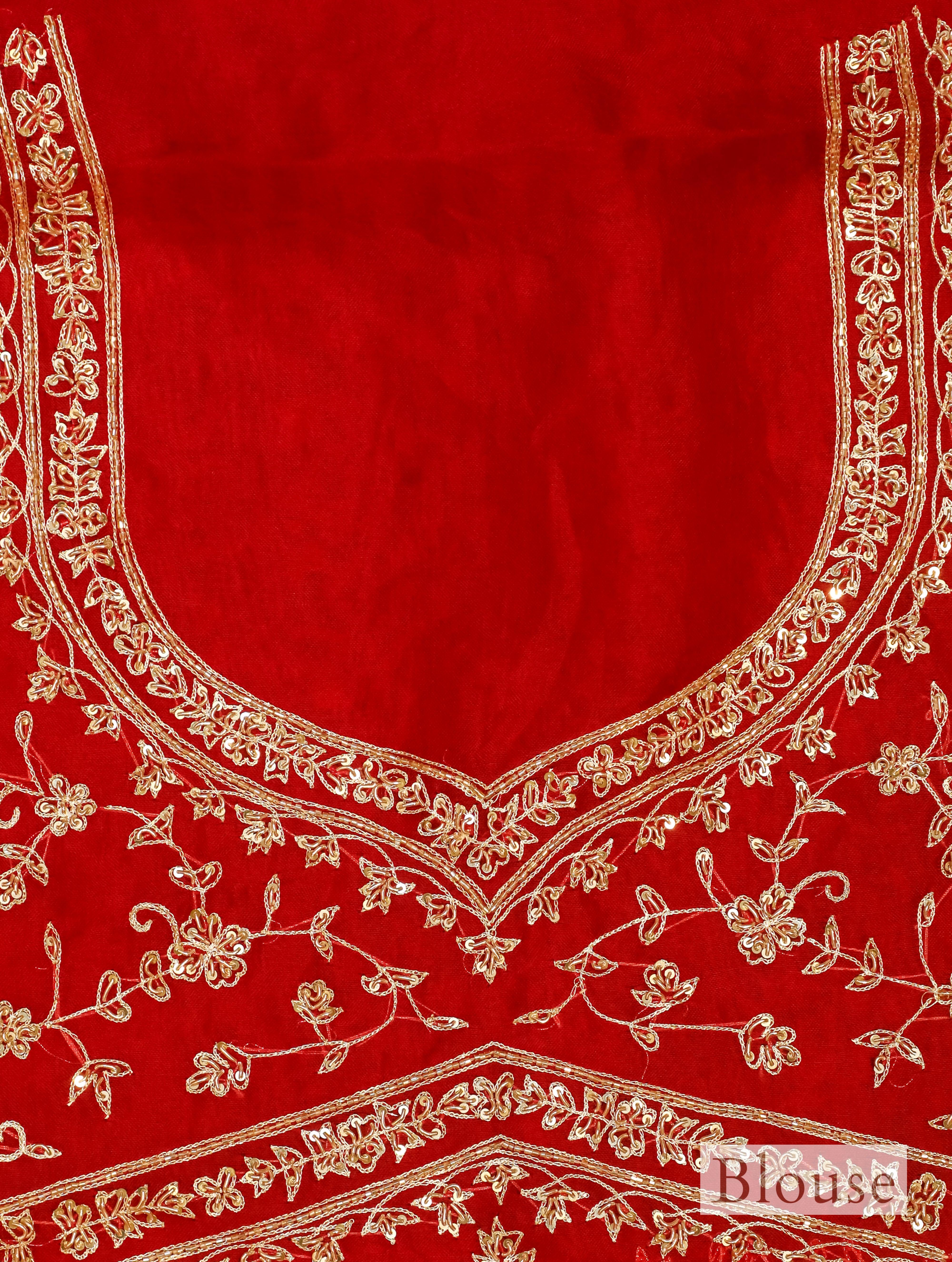 Designer Red Organza Silk Saree - Sumangal Ekam
